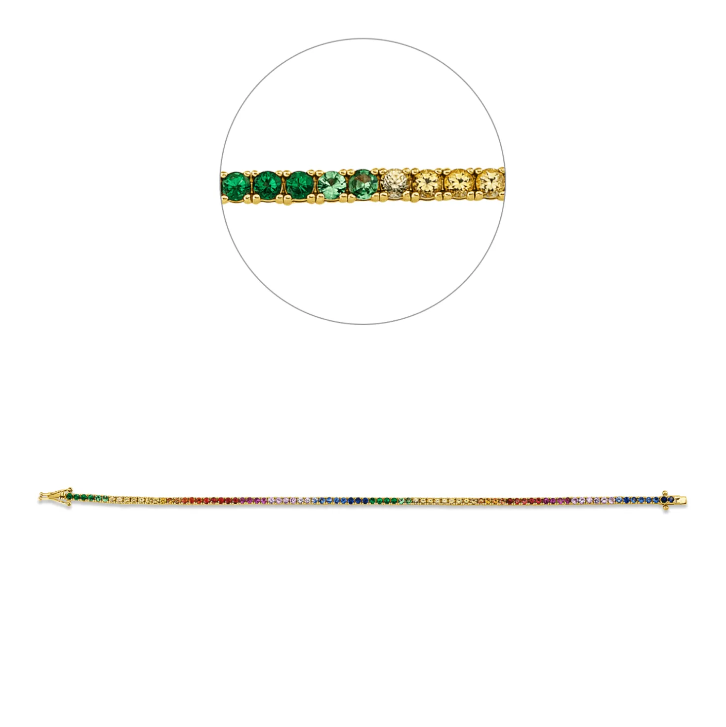 Armband aus 750 Gelbgold 84 Saphire 3,23ct mehrfarbig B:1,9mm L:17,5cm