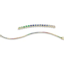 Armband aus 750 Gelbgold 64 Saphire 2,56ct mehrfarbig B:2,8mm L:17,5cm