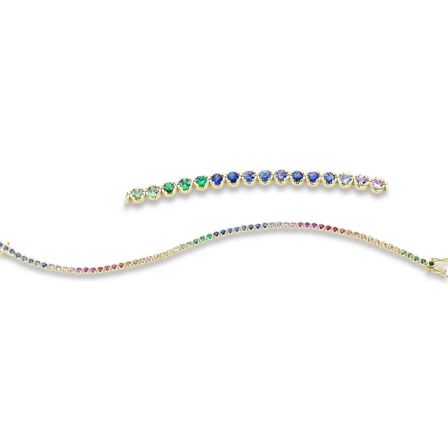 Armband aus 750 Gelbgold 64 Saphire 2,56ct mehrfarbig B:2,8mm L:17,5cm