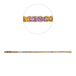 Armband aus 750 Gelbgold 54 Saphire 9,58ct mehrfarbig 2 Brillanten 0,03ct W-PI