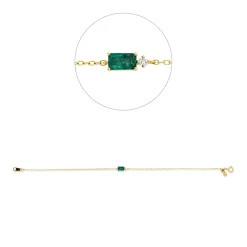 Armband aus 750 Gelbgold Smaragd 0,29ct grün Brillant 0,02ct TW-PI B:3,2mm L:17cm