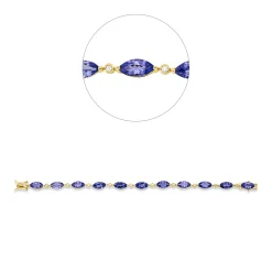 Armband aus 585 Gelbgold 11 Tansanite 11,38ct blau 11 Brillanten 0,18ct TW-SI