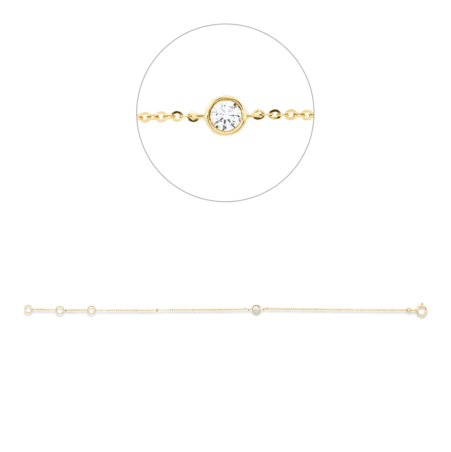 Armband aus 750 Gold Gelbgold Brillant 0,1ct TW-PI B:3,8mm L:16,5cm
