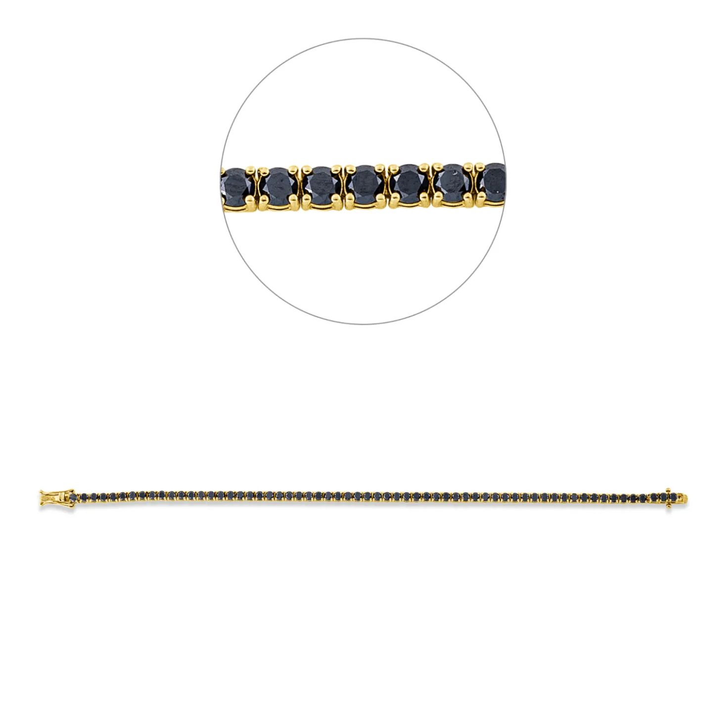 Armband aus 750 Gold Gelbgold 62 Brillanten 5,21ct schwarz B:2,6mm L:18cm