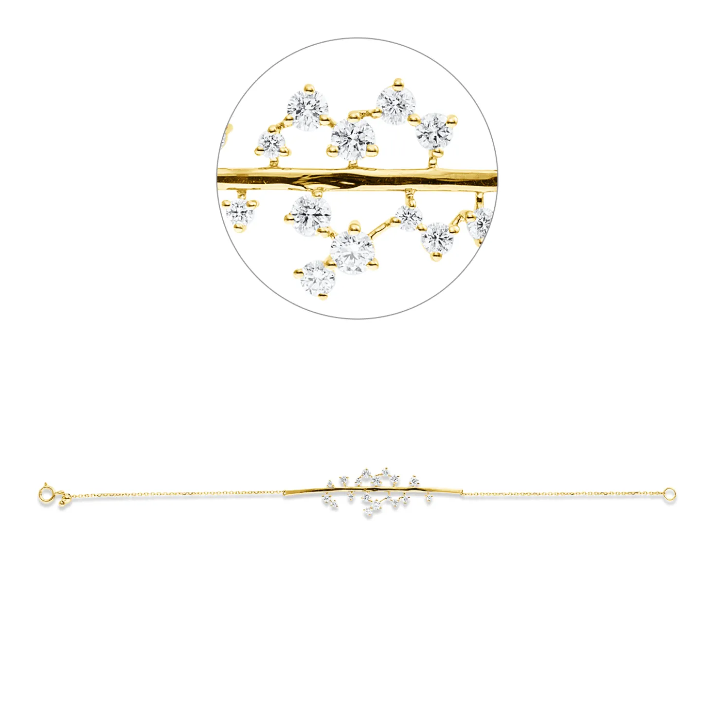 Armband aus 750 Gold Gelbgold 18 Brillanten 0,84ct TW-SI B:14mm L:17,8cm