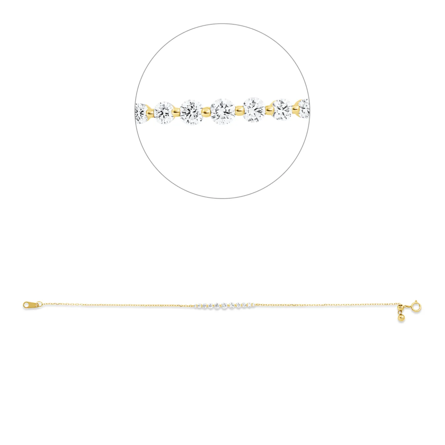 Armband aus 750 Gold Gelbgold 11 Brillanten 0,44ct TW-SI B:28,6mm L:17cm