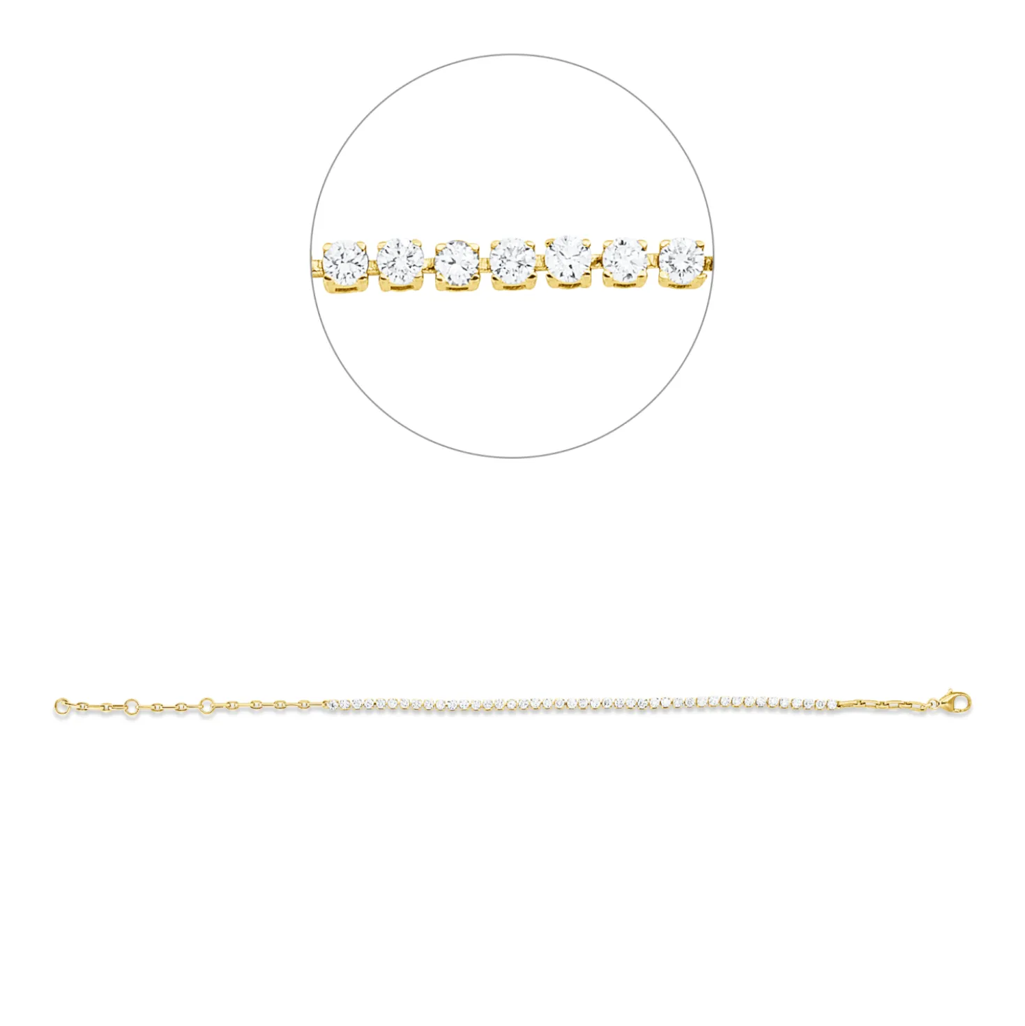 Armband aus 750 Gold Gelbgold 43 Brillanten 1,51ct TW-SI B:2,3mm L:19cm