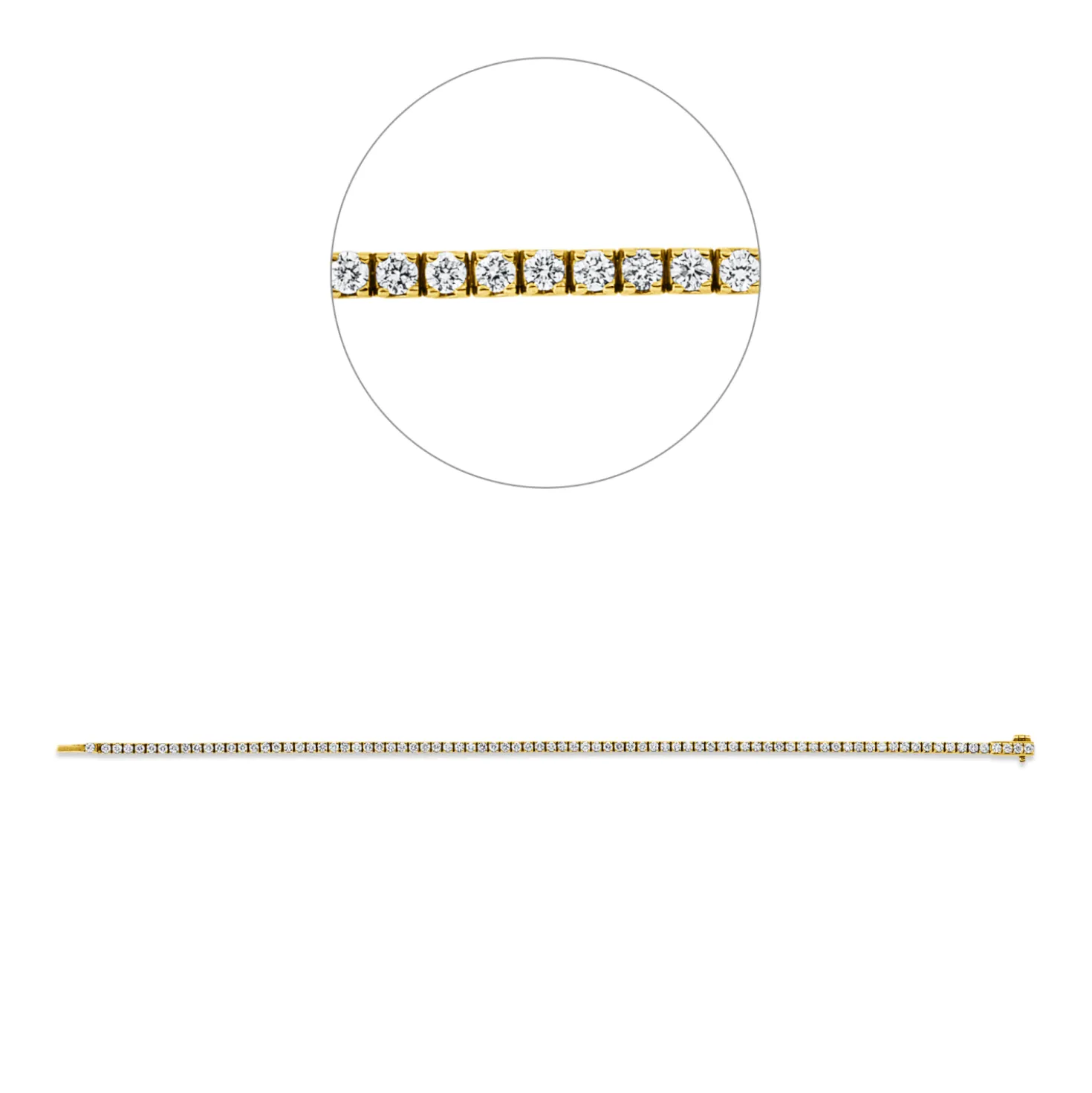 Armband aus 750 Gold Gelbgold 83 Brillanten 1,77ct TW-SI B:2,3mm L:17,8cm