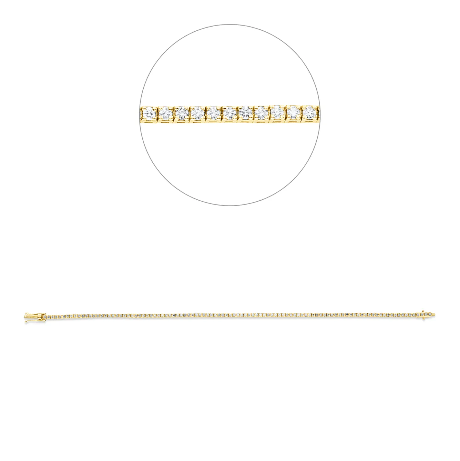 Armband aus 750 Gold Gelbgold 103 Brillanten 1,08ct TW-SI B:1,7mm L:18cm 4er-Krappe
