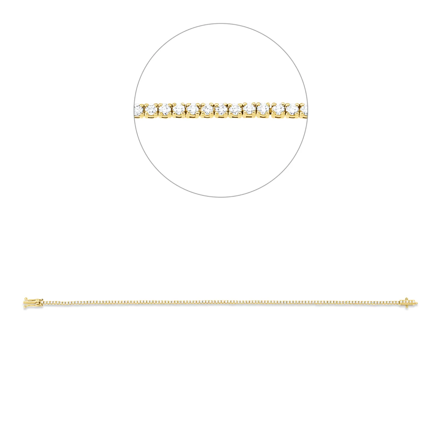 Armband aus 750 Gold Gelbgold 120 Brillanten 1ct TW-SI B:1,4mm L:18,5cm 4er-Krappe
