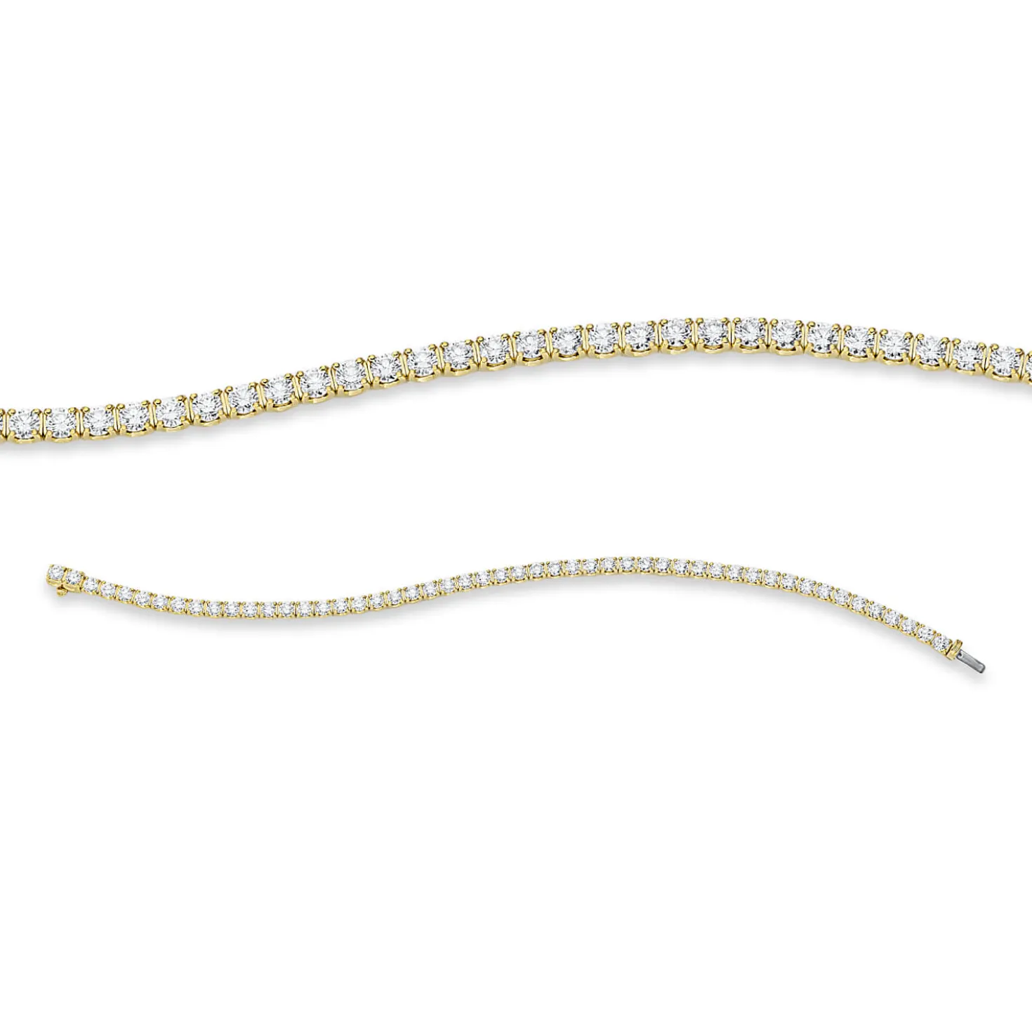 Armband aus 750 Gold Gelbgold 51 Brillanten 5,12ct TW-SI B:3mm L:17,5cm 4er-Krappe