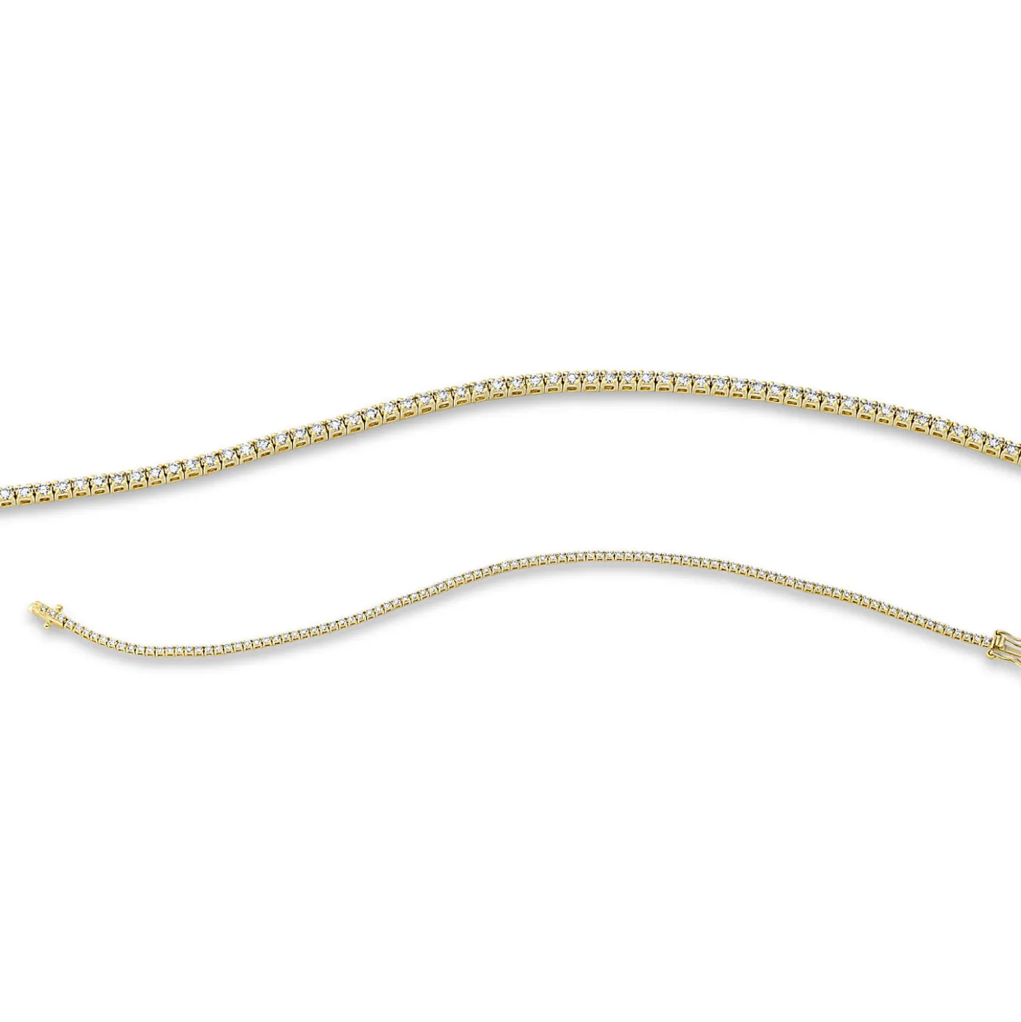 Armband aus 750 Gold Gelbgold 102 Brillanten 0,92ct TW-SI B:1,5mm L:18cm 4er-Krappe