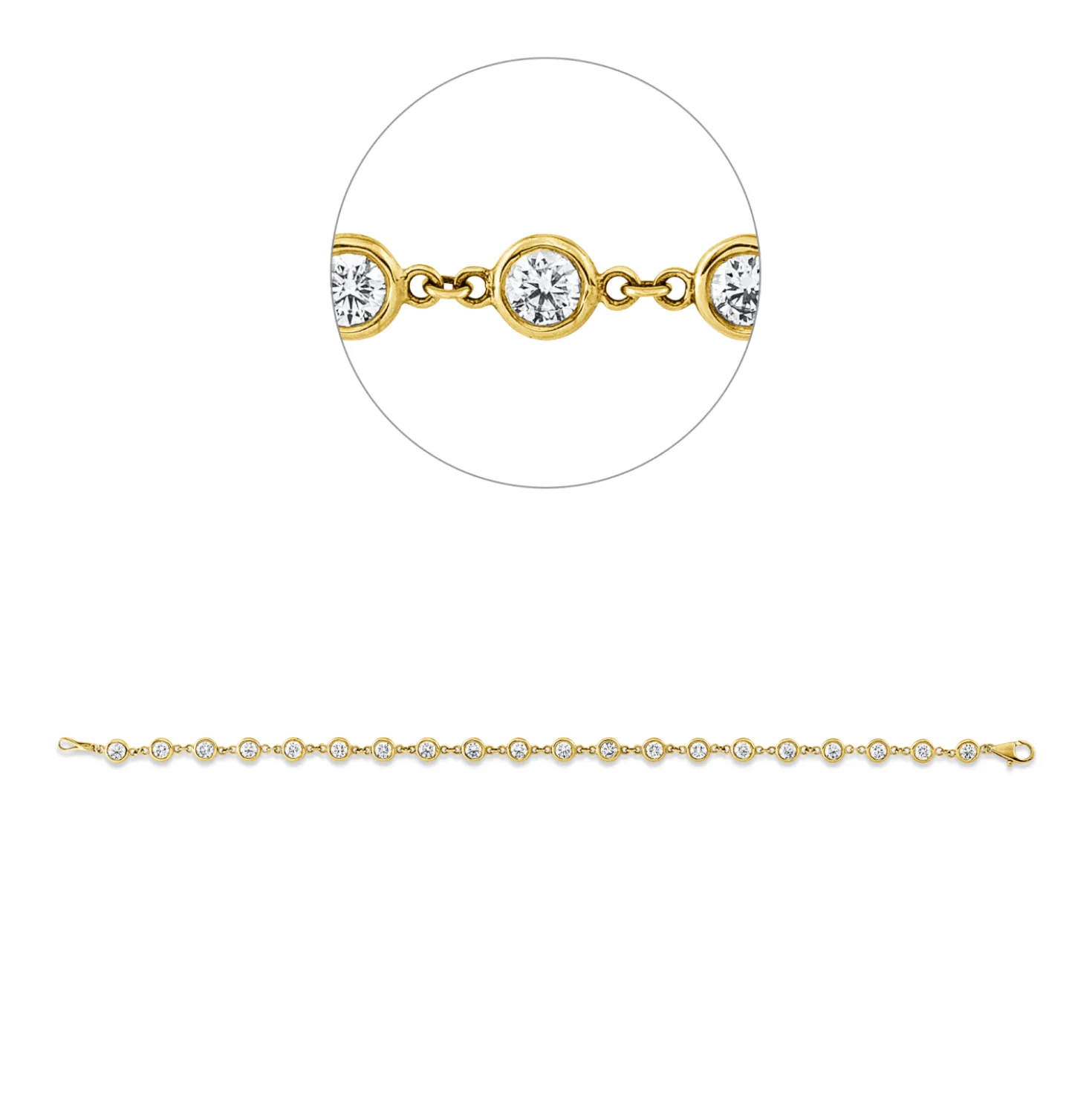 Armband aus 585 Gold Gelbgold 20 Brillanten 2,97ct TW-SI B:2mm L:19,1cm Zarge