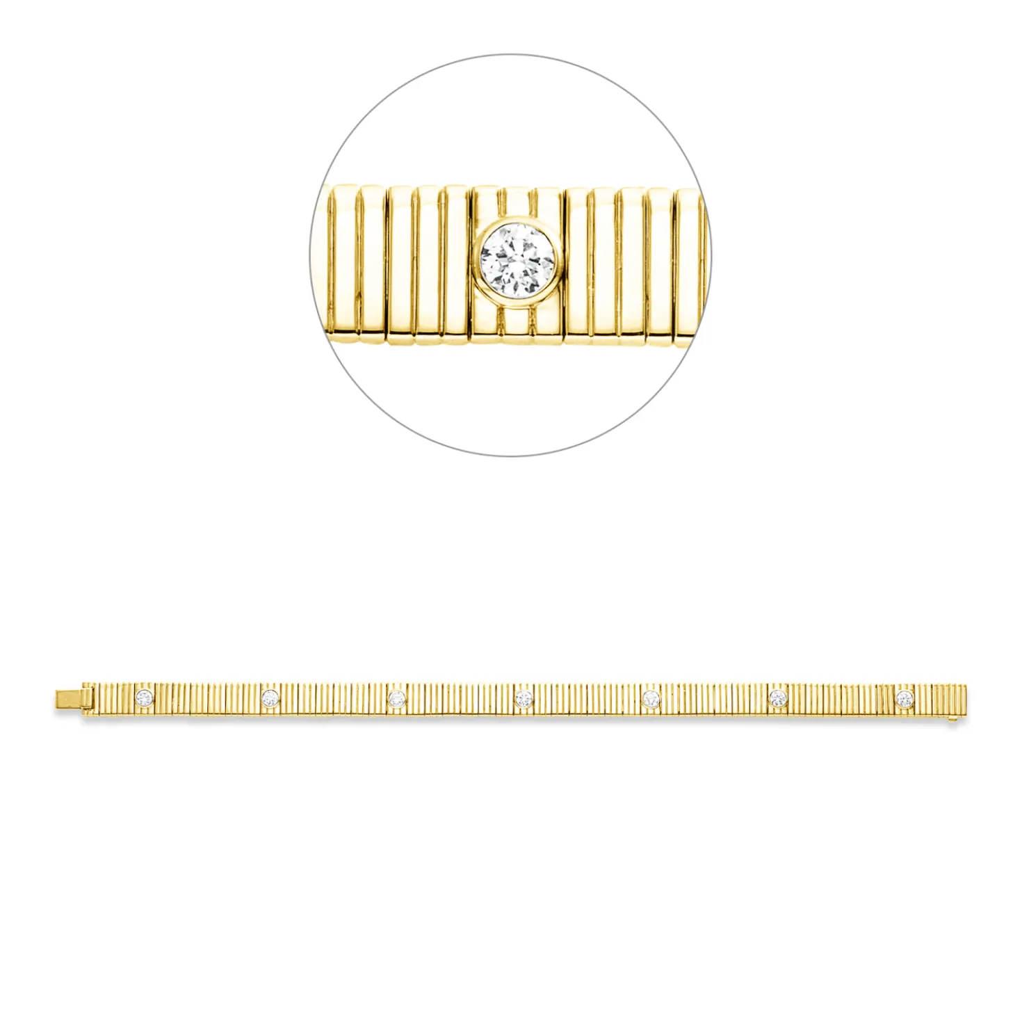 Armband aus 750 Gold Gelbgold 7 Brillanten 0,85ct TW-SI B:7,1mm L:18,2cm Zarge