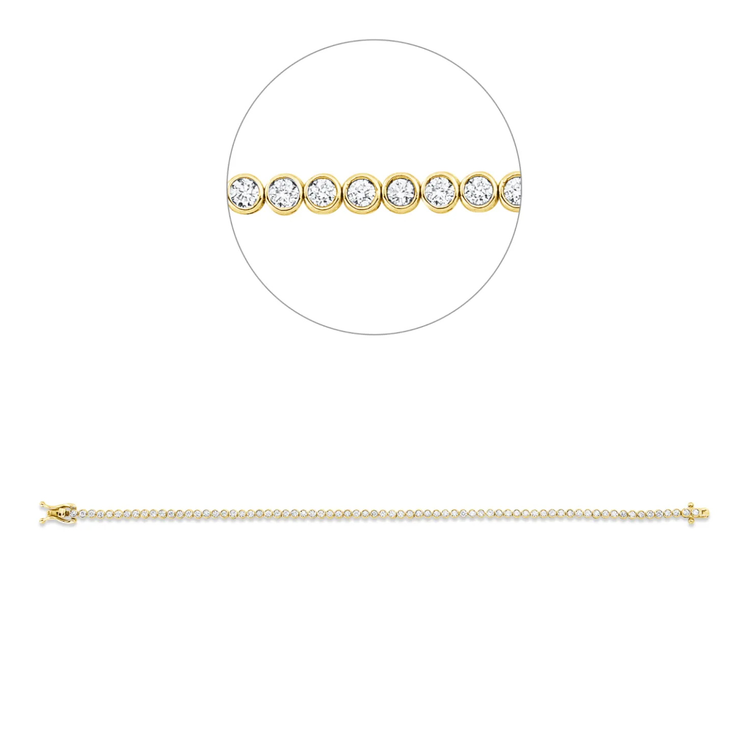 Armband aus 585 Gold Gelbgold 71 Brillanten 1,5ct TW-SI B:2,6mm L:17,8cm Zarge