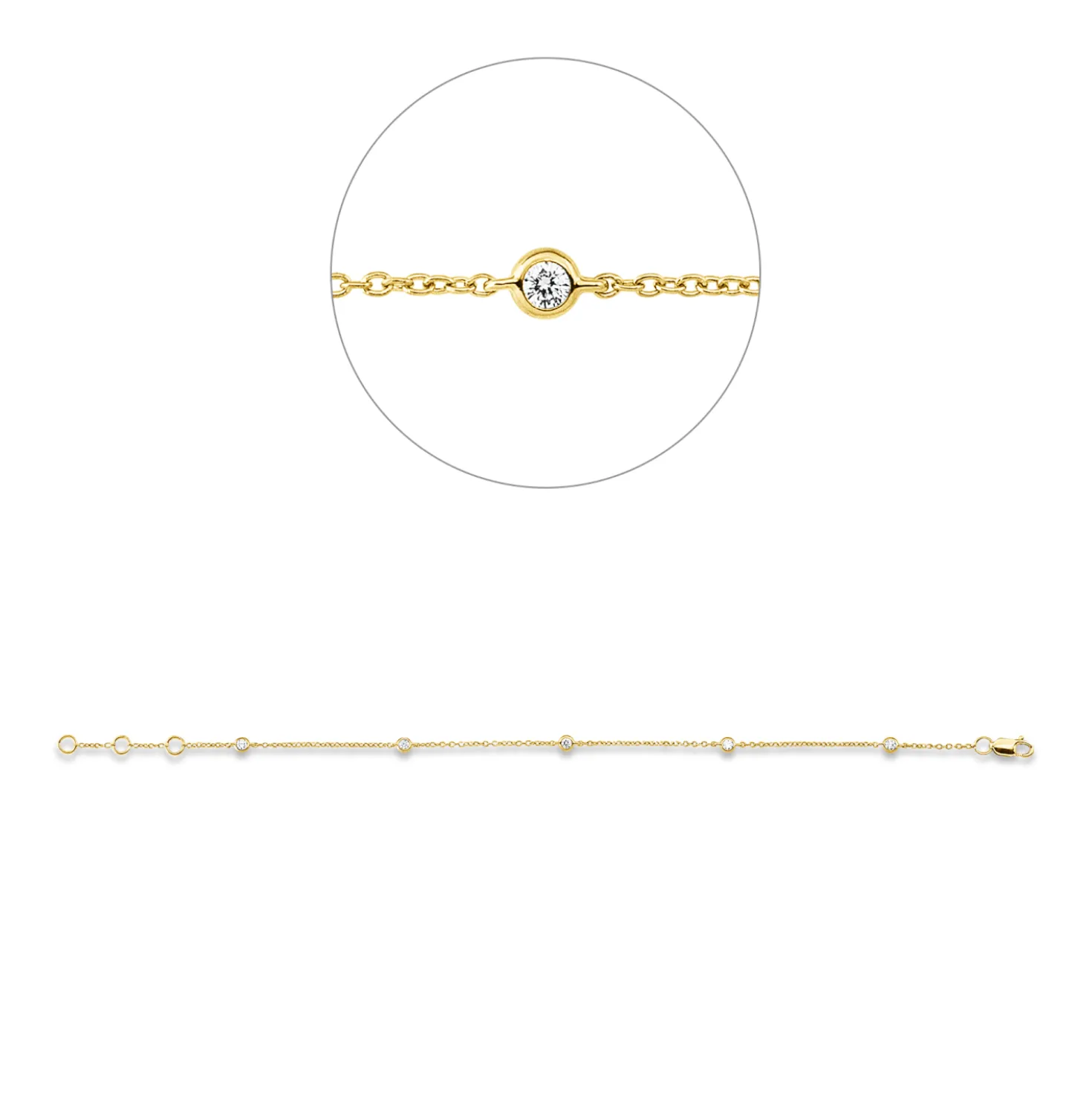 Armband aus 750 Gold Gelbgold 5 Brillanten 0,15ct TW-SI L:18cm