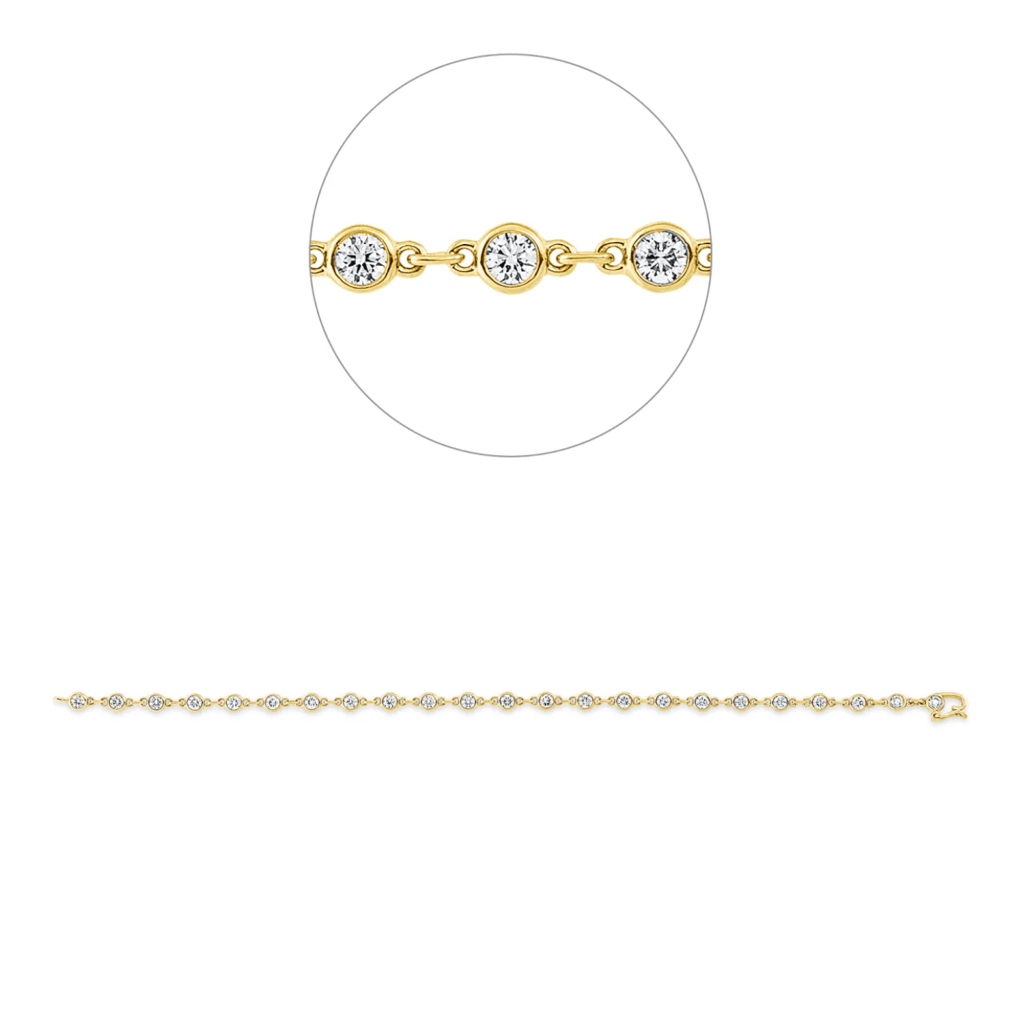 Armband aus 750 Gold Gelbgold 23 Brillanten 2ct TW-SI L:18cm