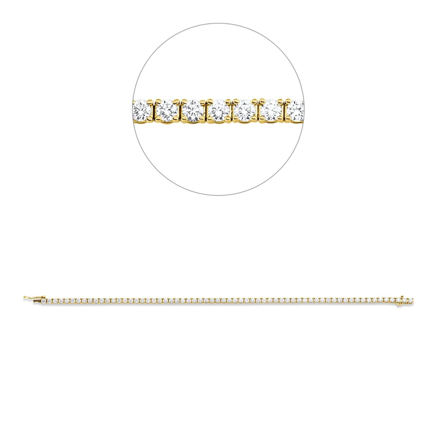 Armband aus 750 Gold Gelbgold 64 Brillanten 2,94ct TW-SI L:17,8cm 4er-Krappe