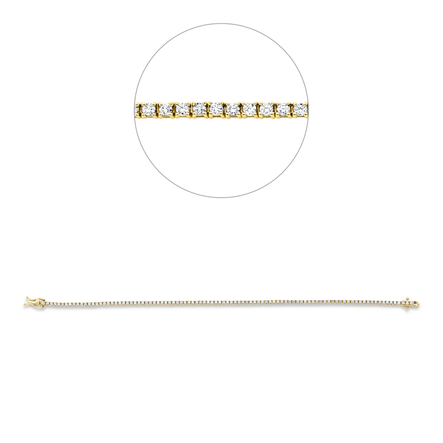Armband aus 750 Gold Gelbgold 96 Brillanten 1,01ct TW-SI L:17,8cm 4er-Krappe