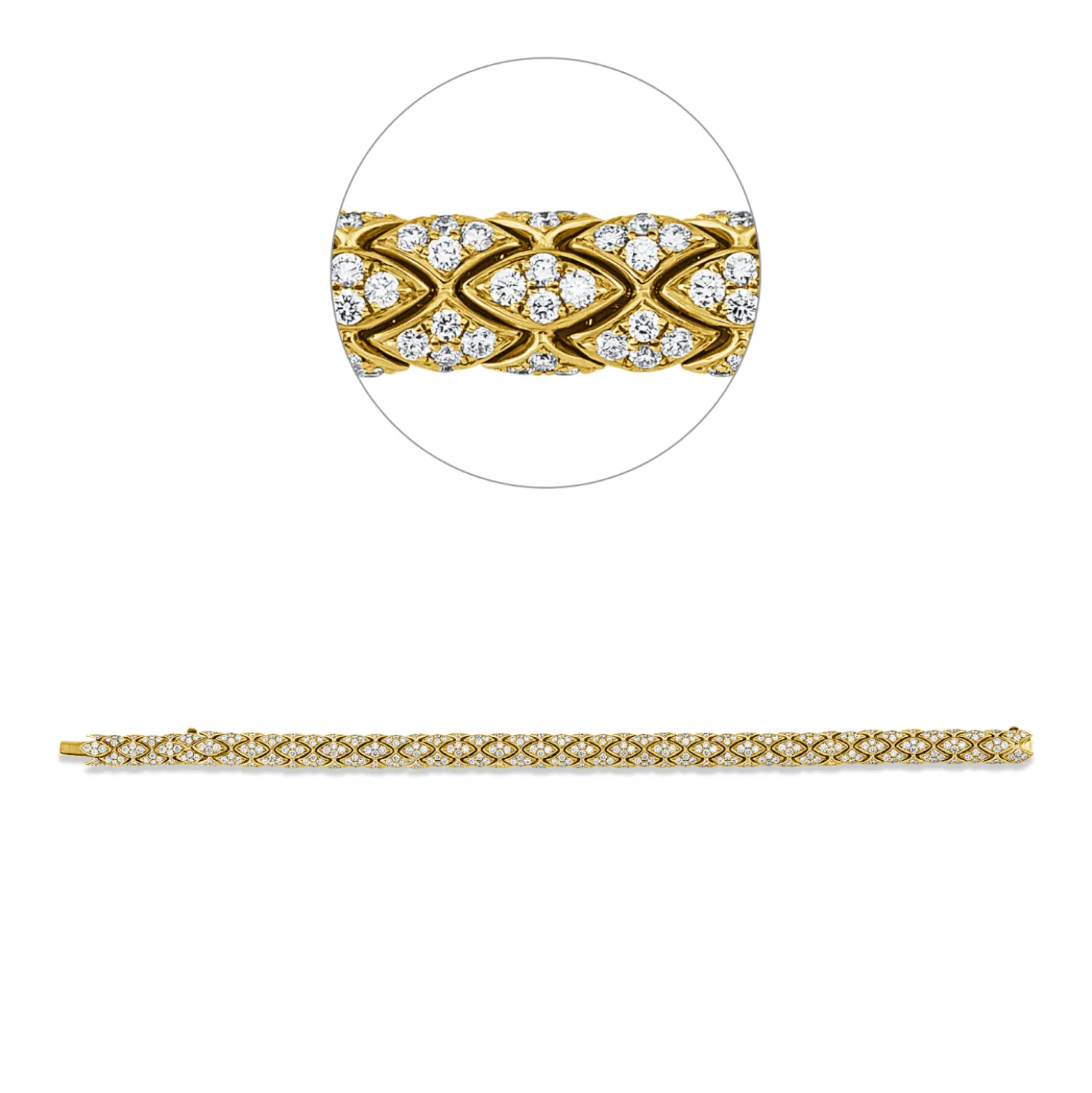 Armband aus 750 Gold Gelbgold 400 Brillanten 5,42ct TW-VSI L:17,8cm