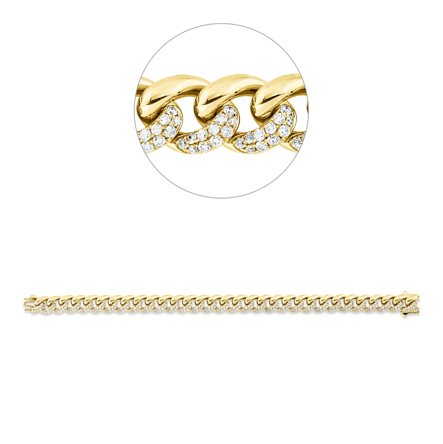 Armband aus 750 Gold Gelbgold 343 Brillanten 2,85ct W-PI B:8,3mm L:17,8cm