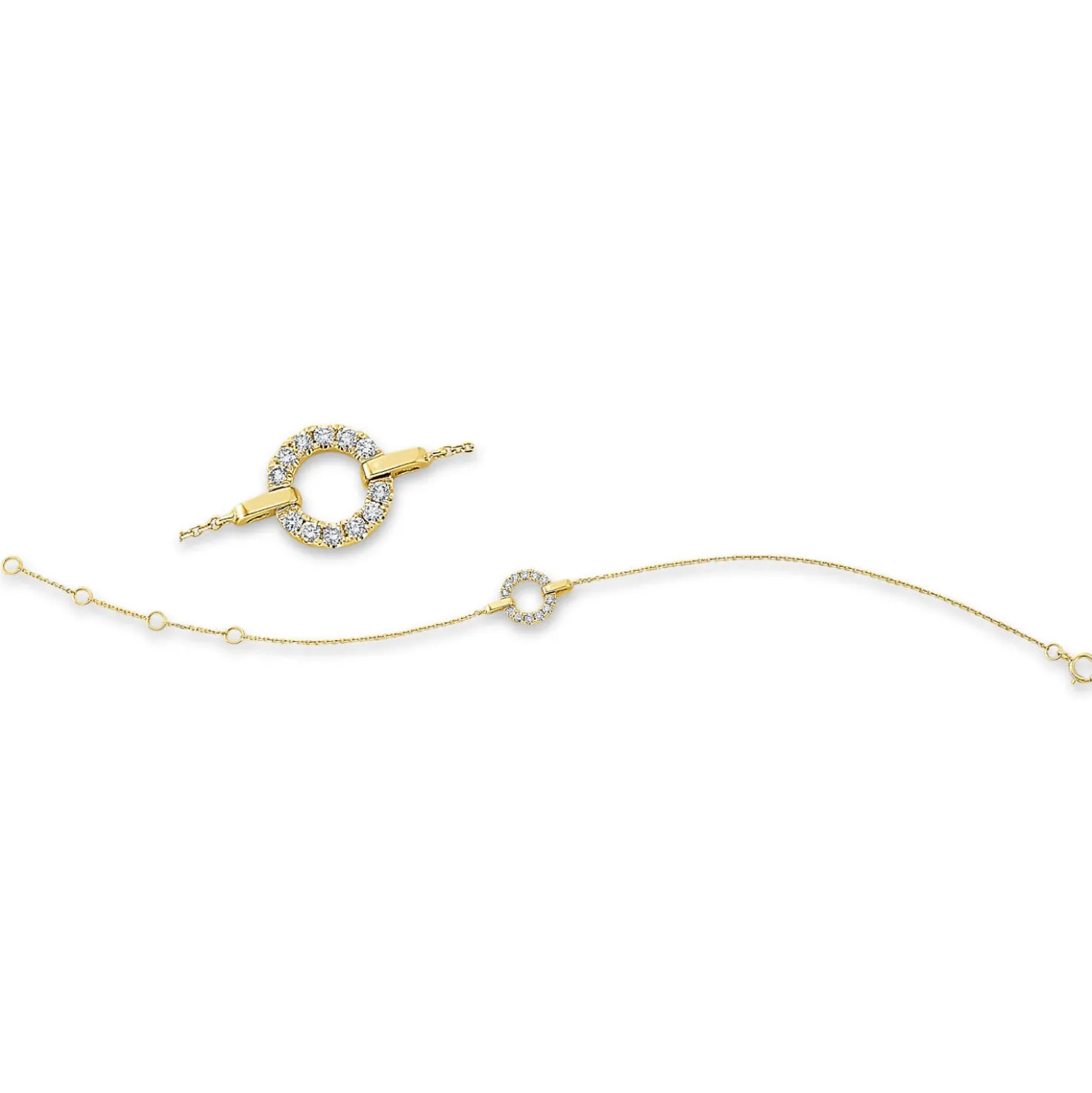 Armband aus 750 Gold Gelbgold 12 Brillanten 0,16ct W-SI B:9mm L:18cm