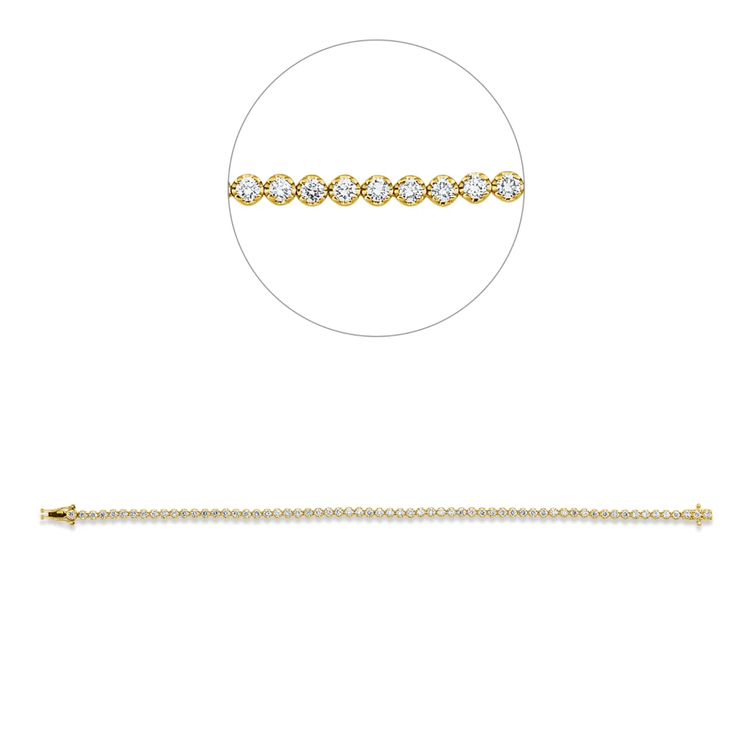 Armband aus 750 Gold Gelbgold 63 Brillanten 2,1ct W-SI B:2,8mm L:17,5cm