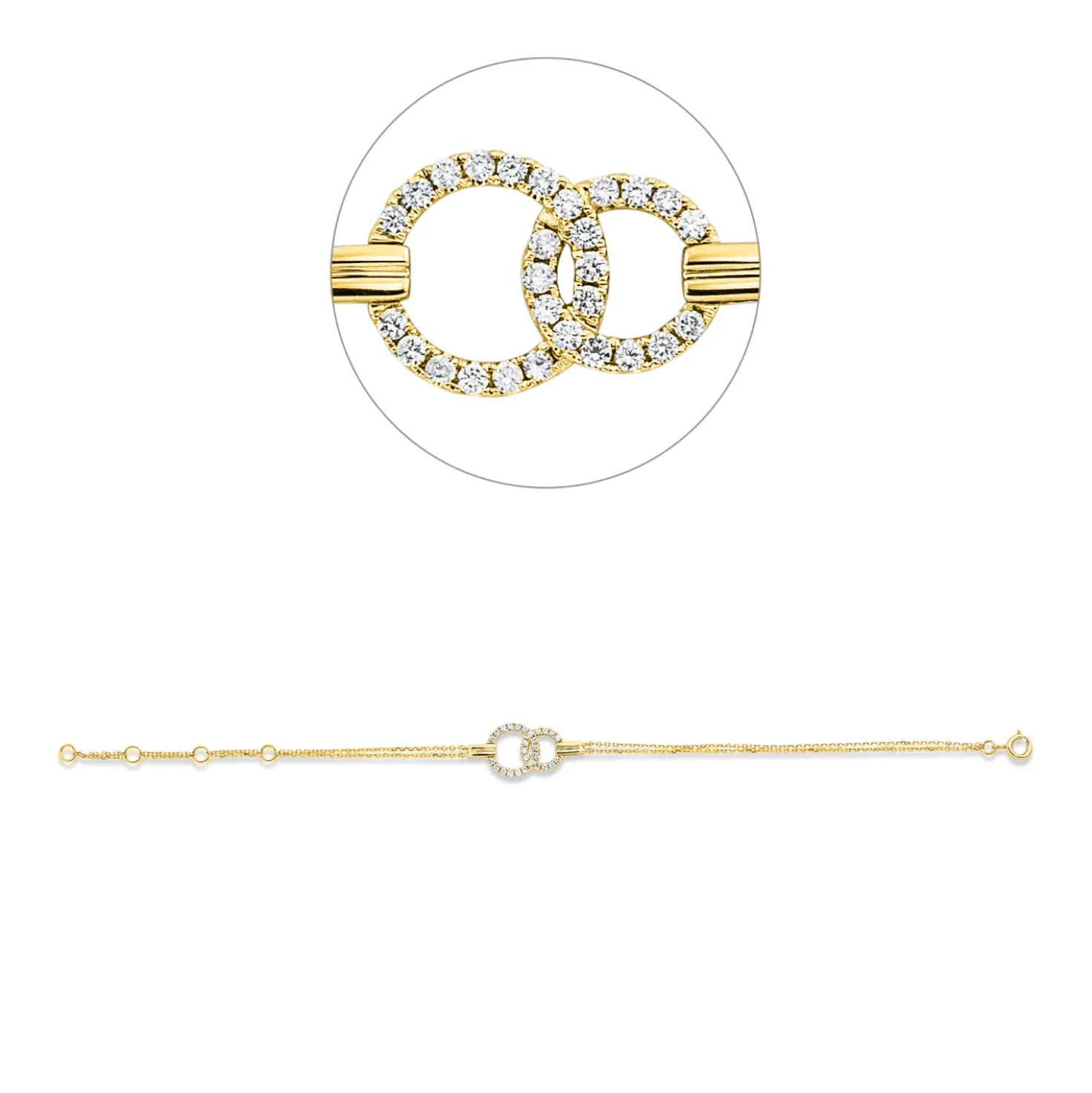Armband aus 750 Gold Gelbgold 28 Brillanten 0,24ct W-SI B:22mm L:18cm
