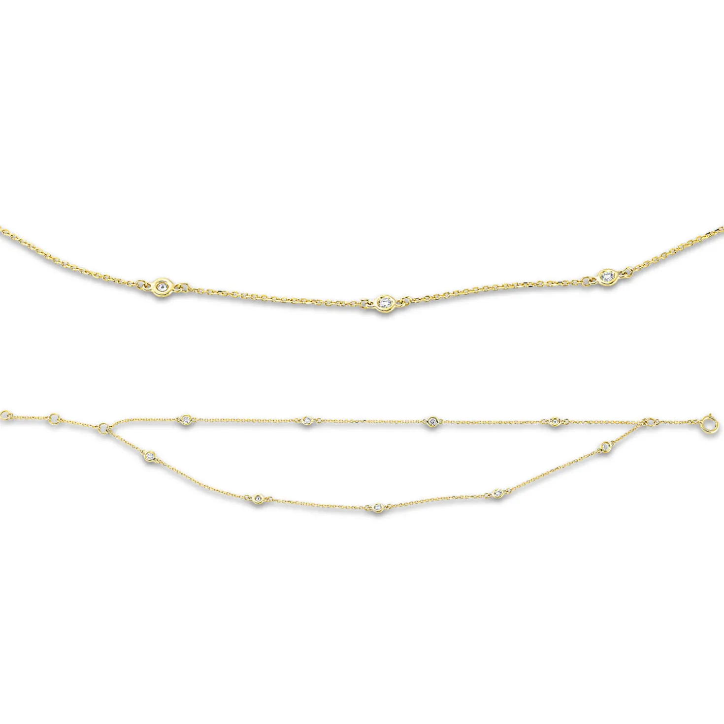 Armband aus 750 Gold Gelbgold 9 Brillanten 0,19ct W-SI L:18cm