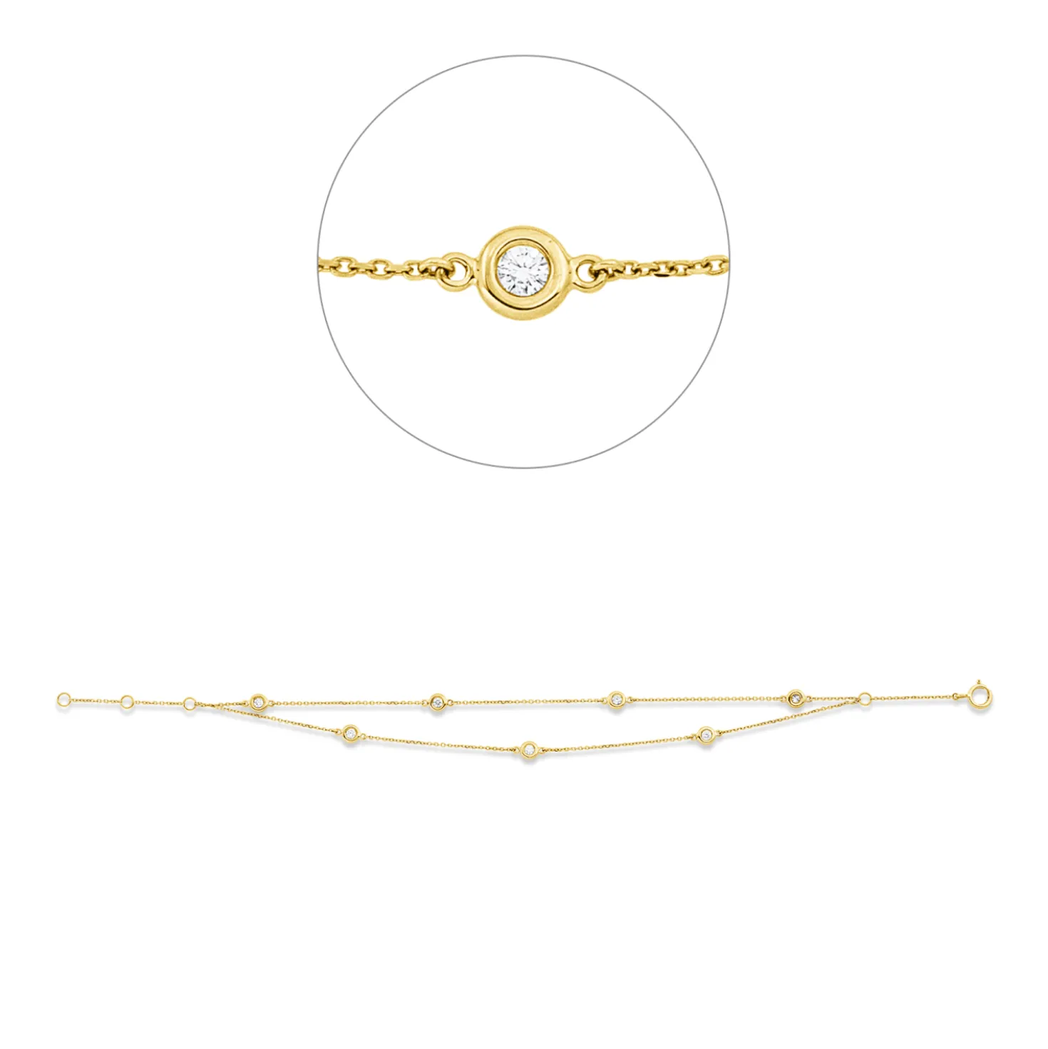 Armband aus 750 Gold Gelbgold 7 Brillanten 0,2ct W-SI L:18cm