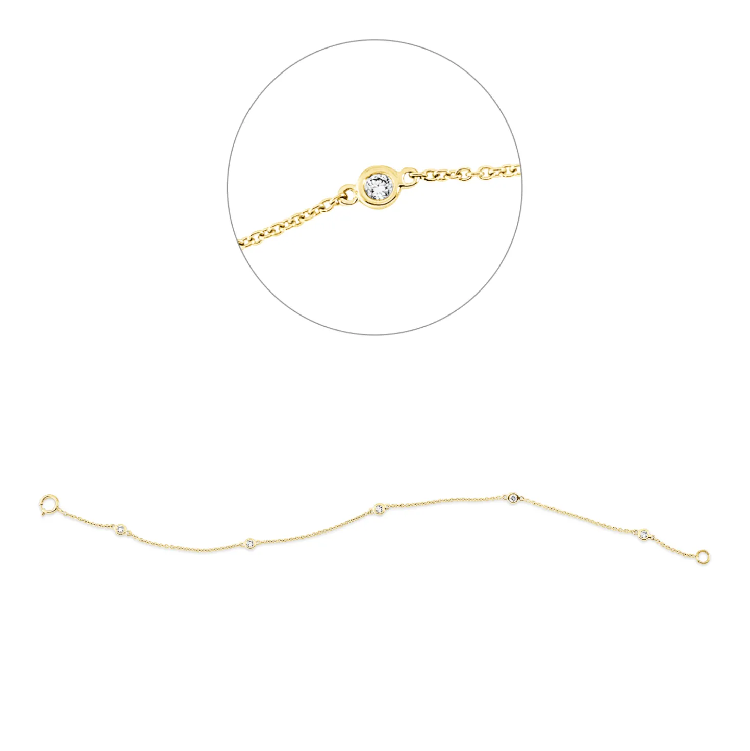Armband aus 750 Gold Gelbgold 5 Brillanten 0,14ct W-SI L:17,5cm Zarge
