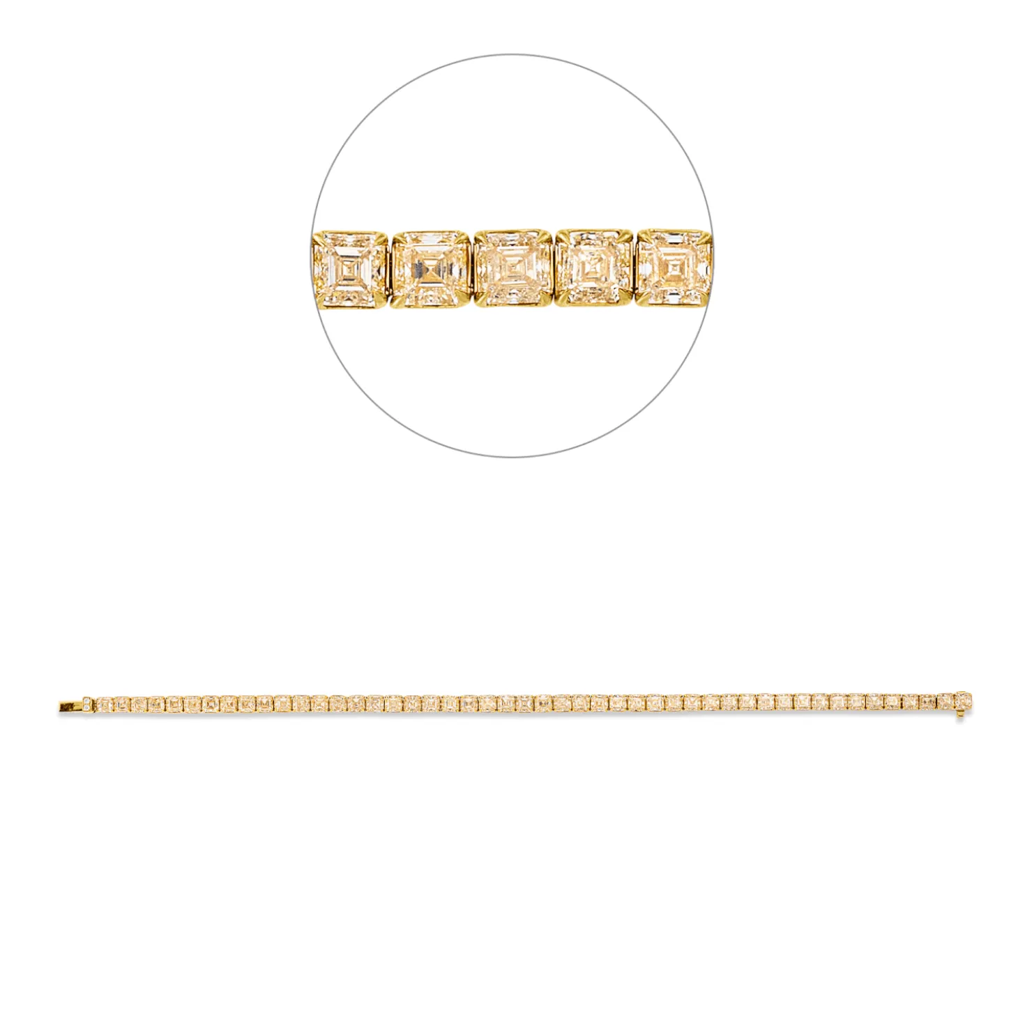 Armband aus 750 Gold Gelbgold 50 Diamanten 10,88ct B:3,4mm L:18cm 4er-Krappe