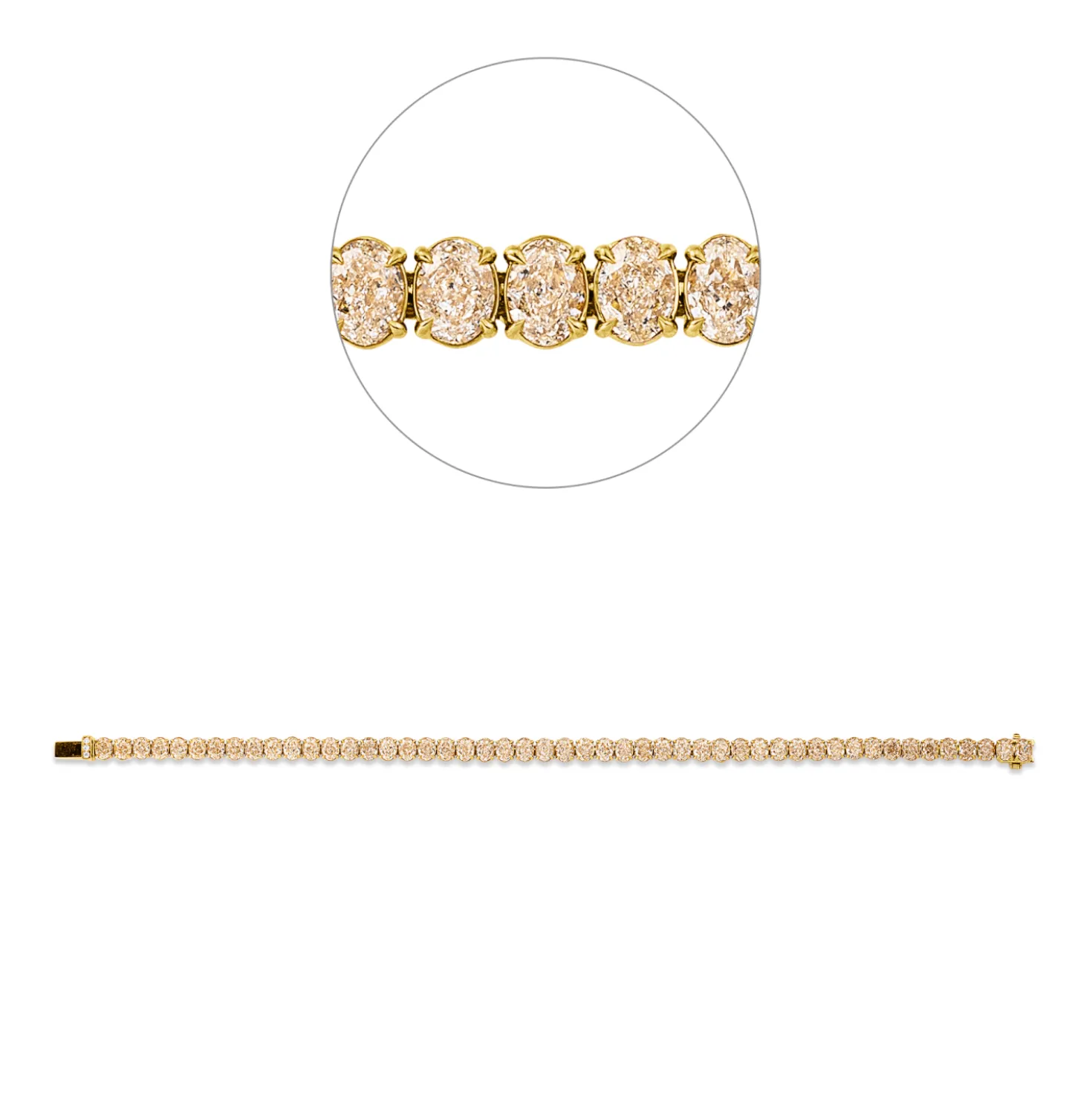 Armband aus 750 Gold Gelbgold 52 Diamanten 11,78ct B:4,5mm L:18cm 4er-Krappe