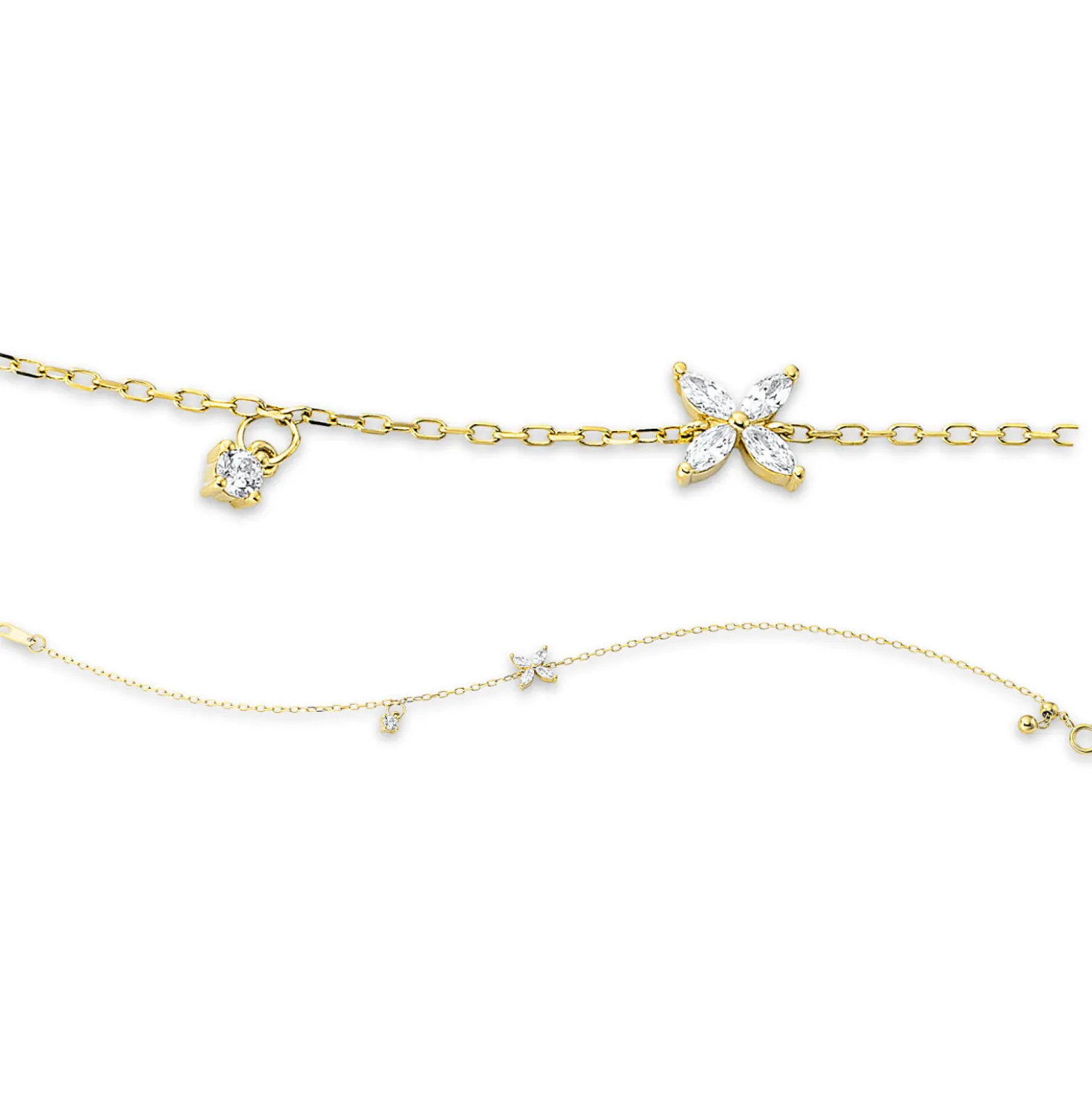 Armband aus 750 Gold Gelbgold 5 Diamanten 0,23ct L:17,8cm
