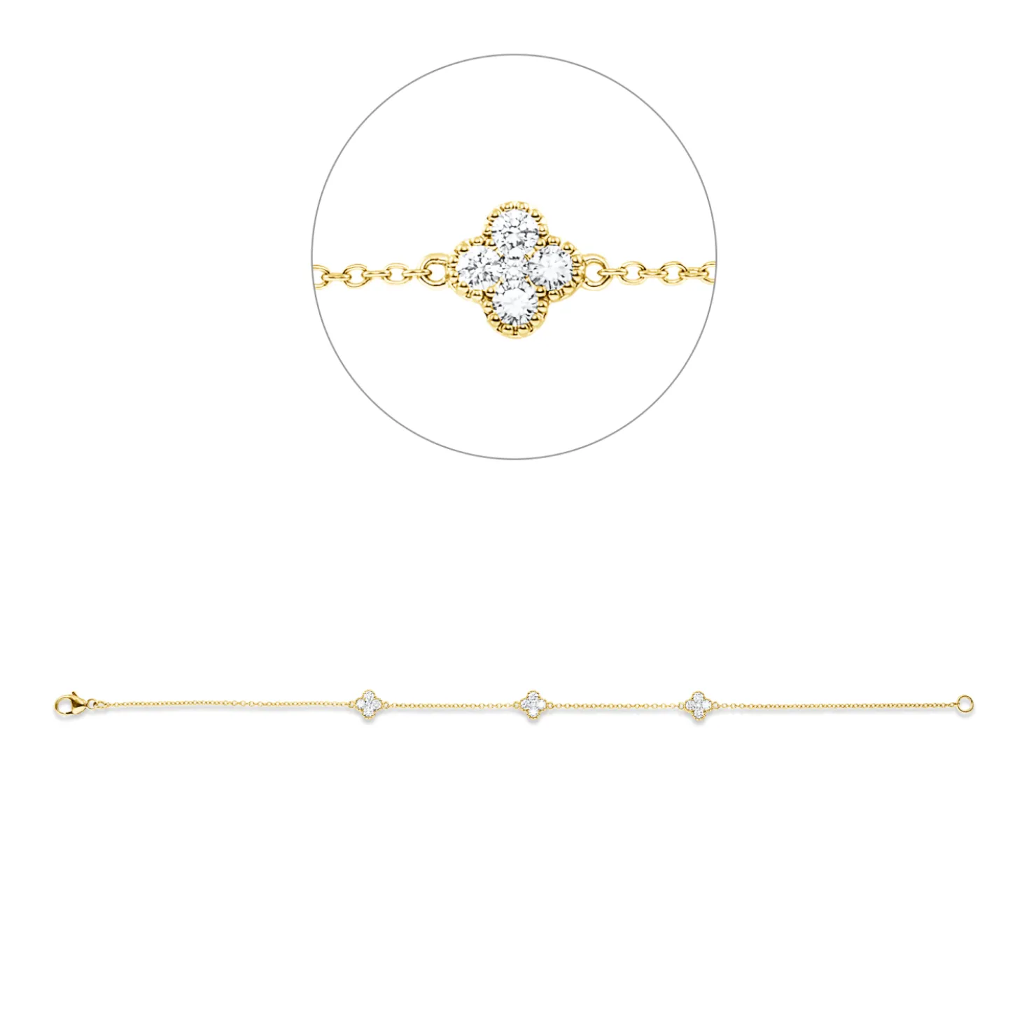Armband aus 750 Gold Gelbgold 15 Diamanten 0,52ct TW-SI B:6,3mm L:19cm