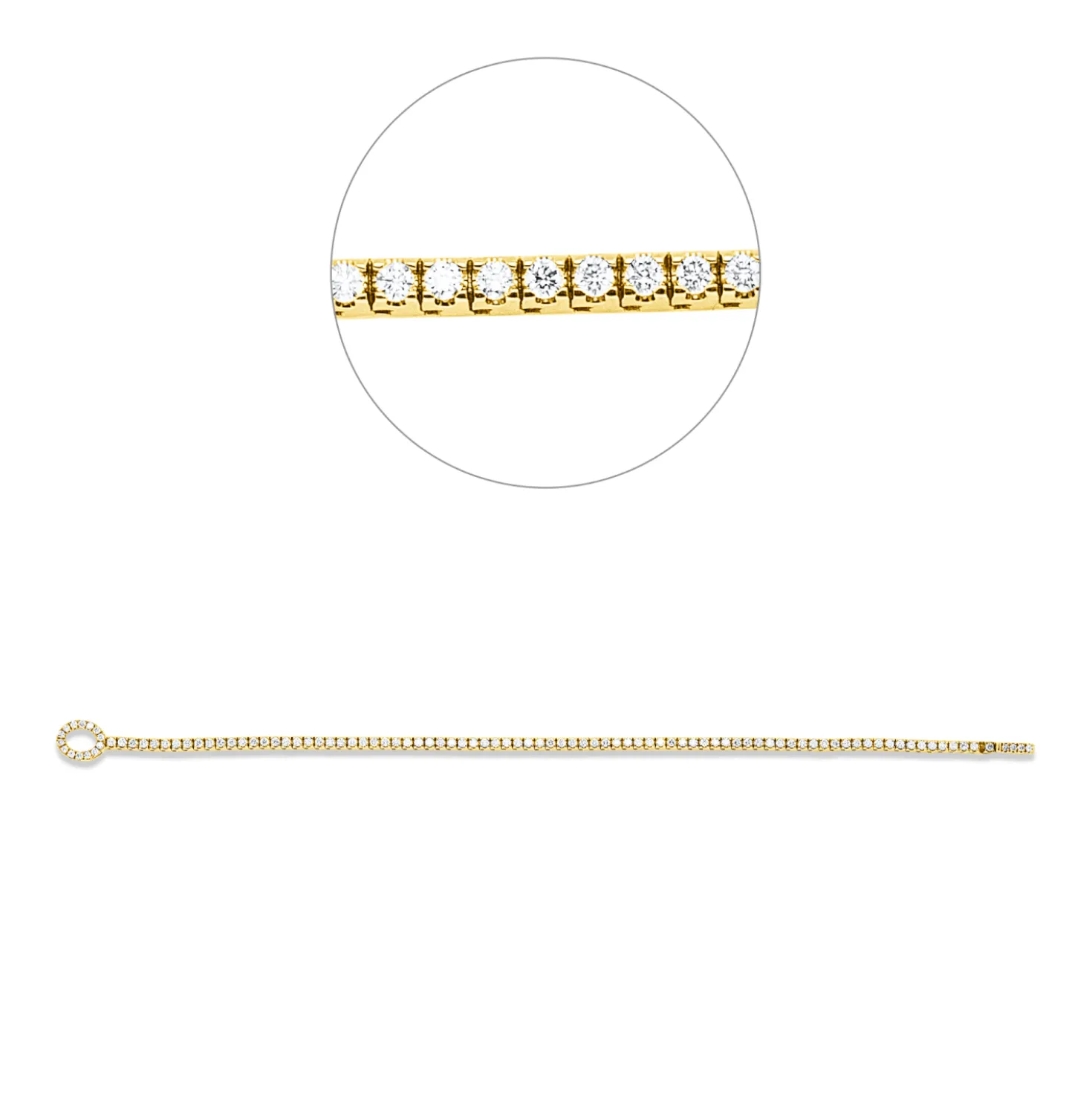 Armband aus 750 Gold Gelbgold 100 Diamanten 1,87ct TW-SI B:6,2mm L:19cm