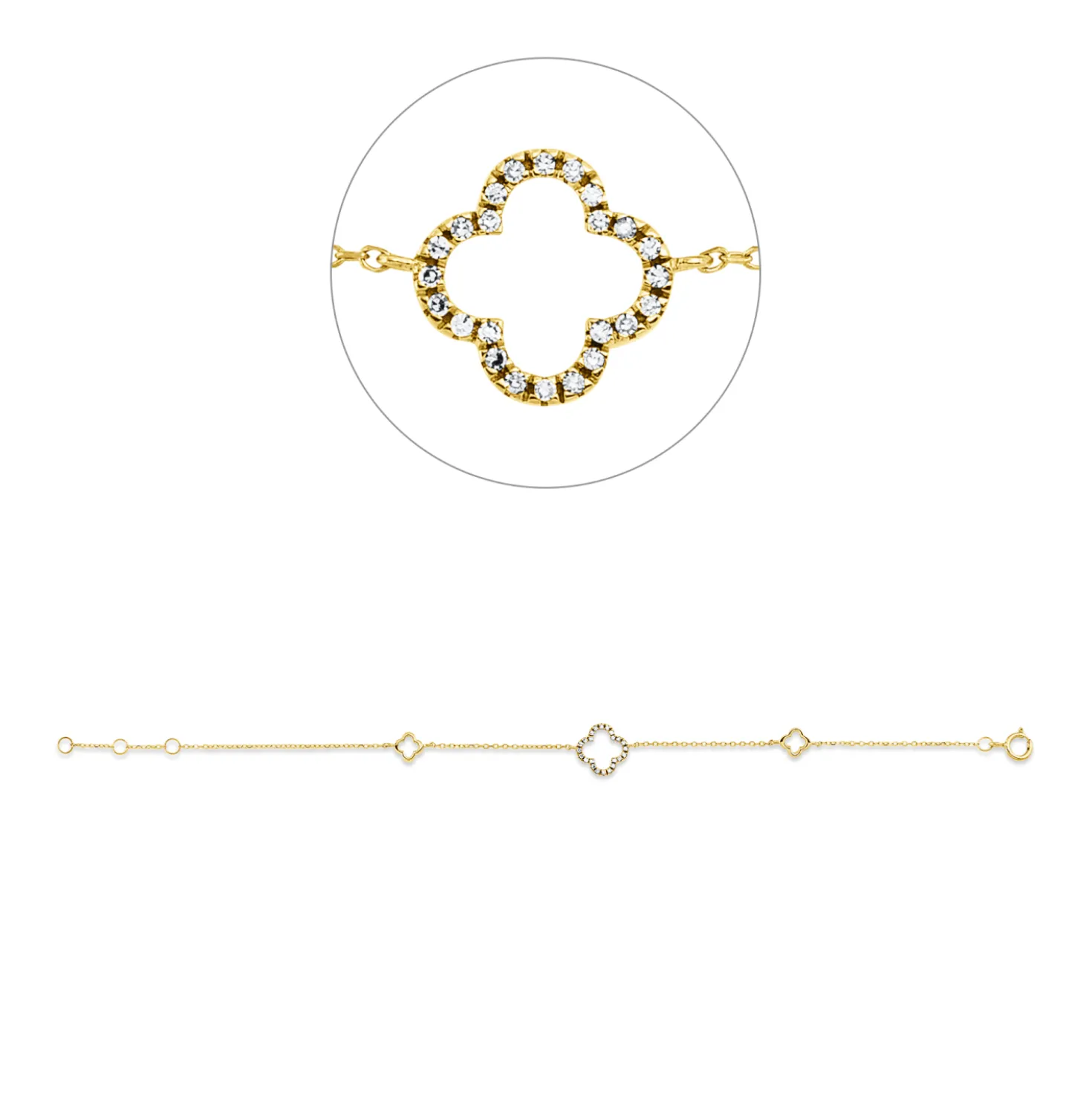 Armband aus 750 Gold Gelbgold 24 Diamanten 0,07ct TW-SI B:9,7mm L:18cm