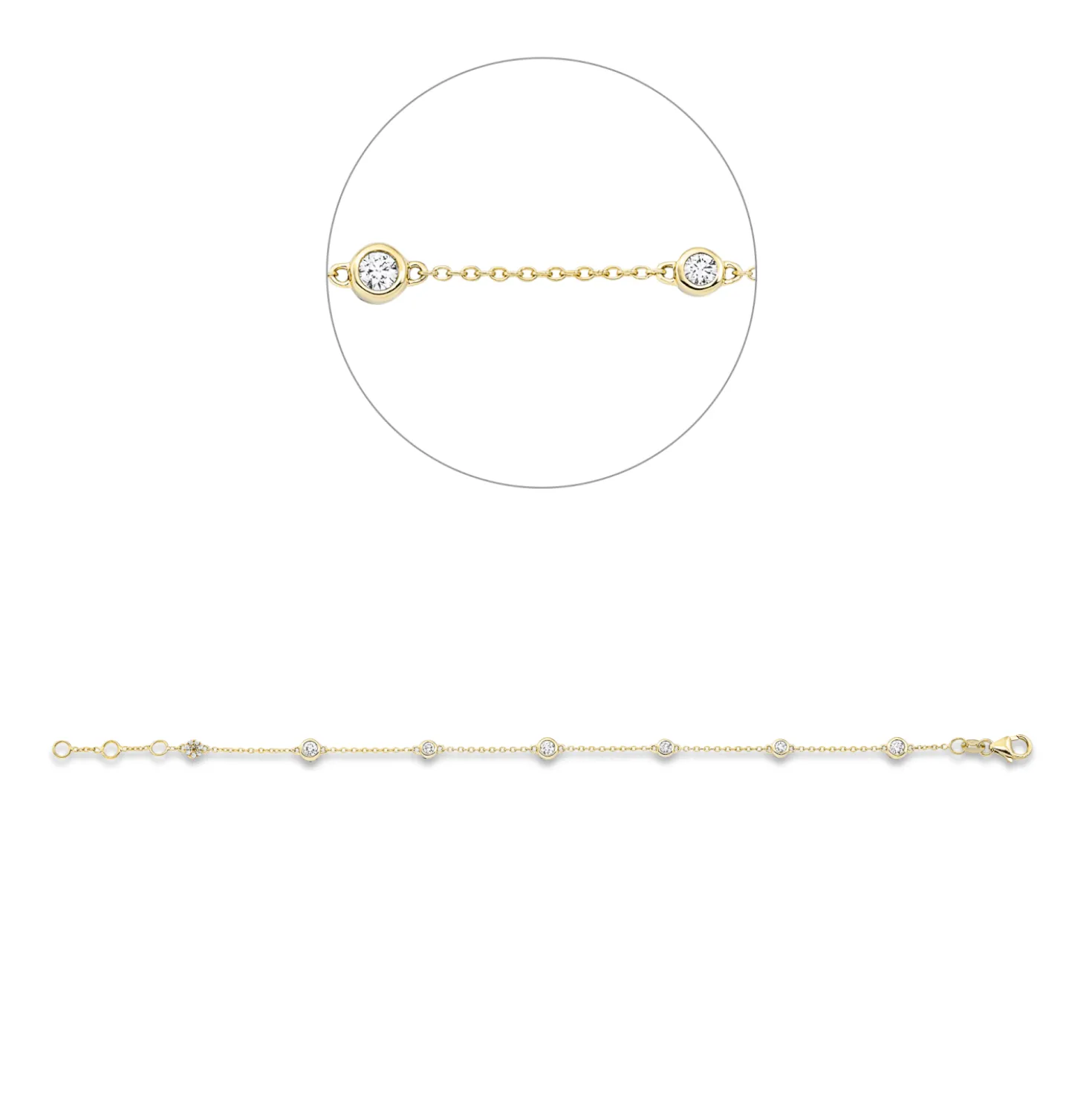 Armband aus 750 Gold Gelbgold 65 Diamanten 0,6ct TW-SI B:4,3mm L:18cm