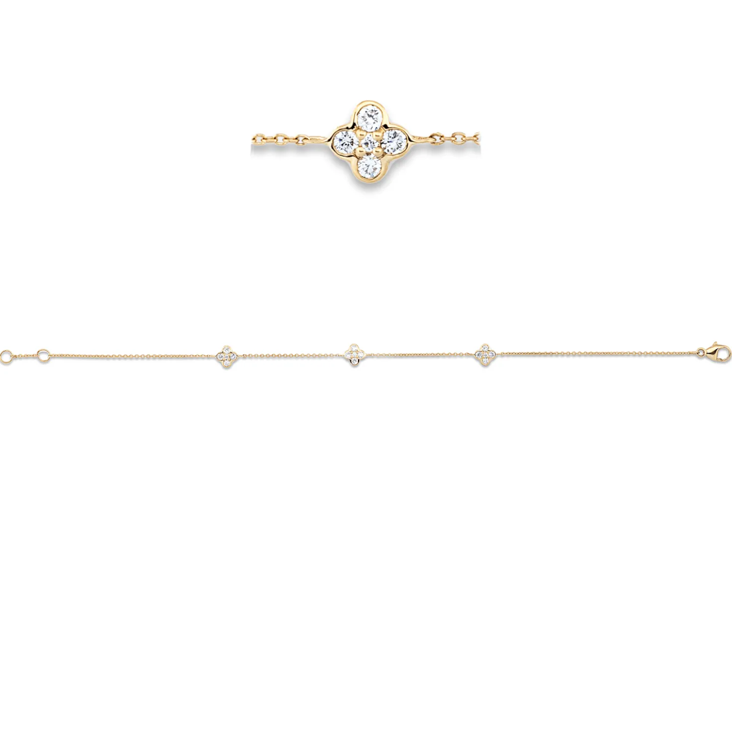 Armband aus 750 Gold Gelbgold 15 Diamanten 0,33ct TW-SI B:5,9mm L:19cm