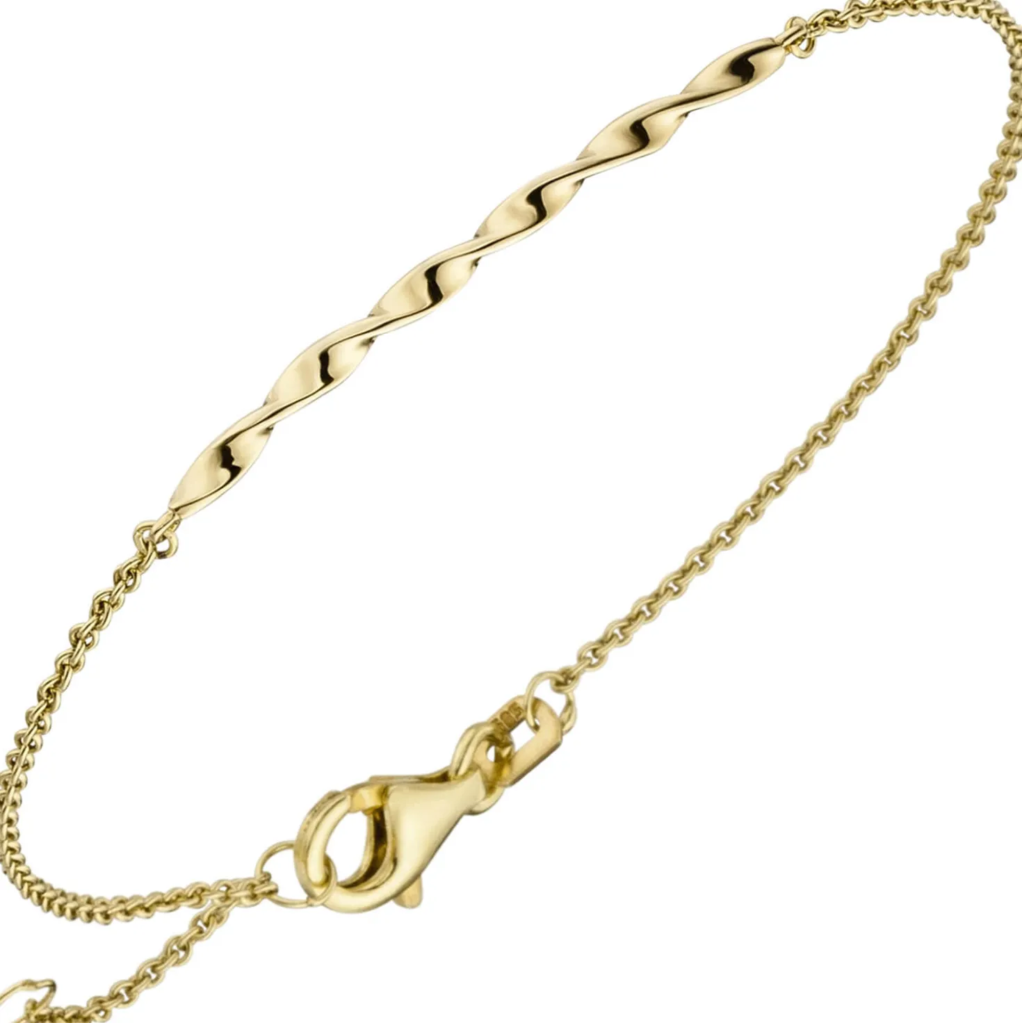 Armband aus 585 Gold Gelbgold glänzend mittleres Teil gedreht 15,5-17,5cm