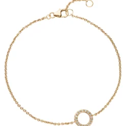 Armband aus 585 Gold Gelbgold Kreis mit 16 Diamanten 0,08 Ct 19-21cm