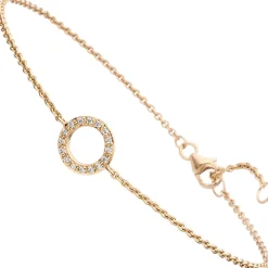 Armband aus 585 Gold Gelbgold Kreis mit 16 Diamanten 0,08 Ct 19-21cm