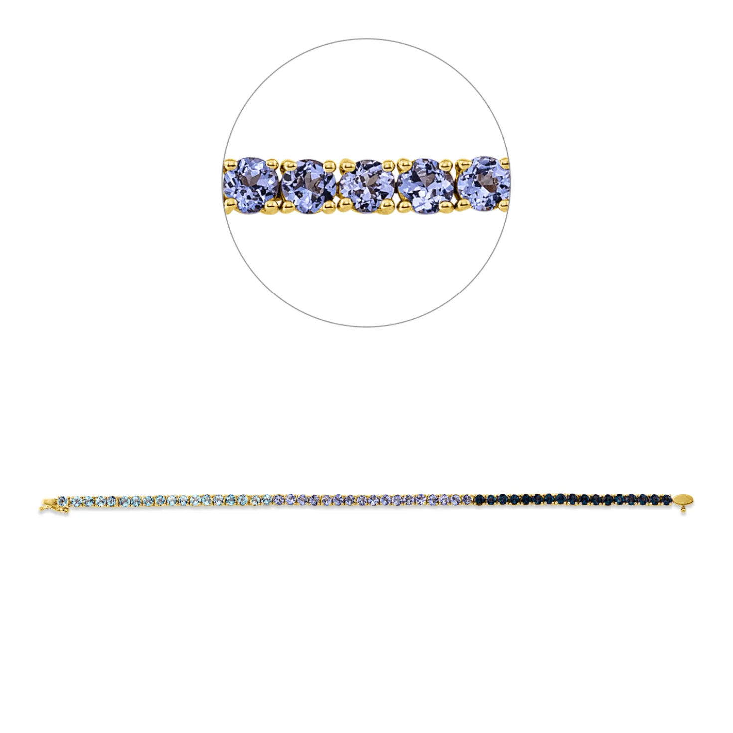 Armband aus 750 Gold Gelbgold 52 Topase 7,1ct London Blue B:3mm L:17,3cm