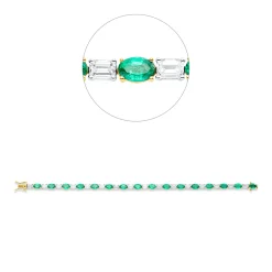 Armband aus 750 Gold gelb 16 Smaragde 10,7ct grün mit Diamanten L:17,8cm