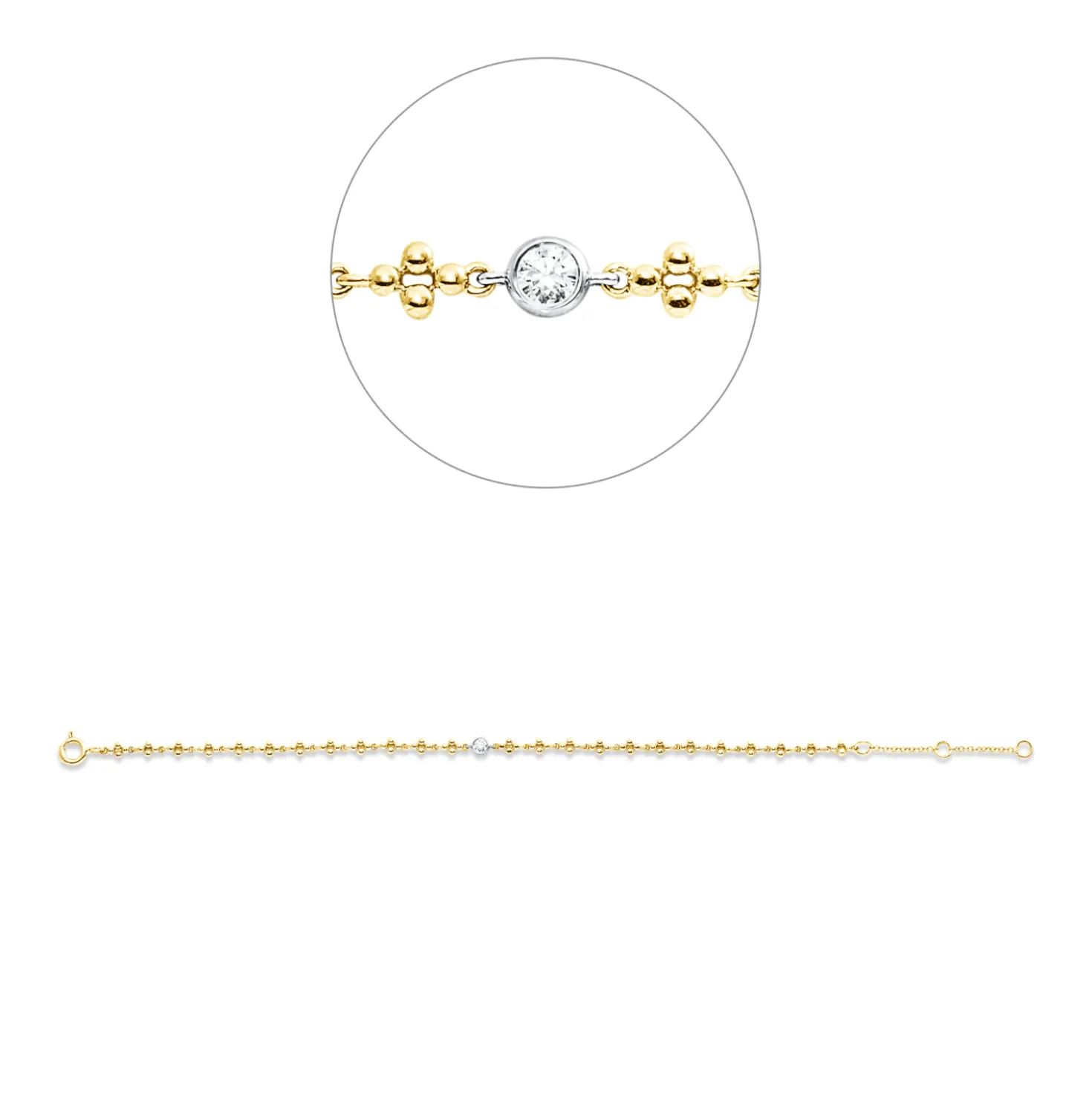 Armband aus 750 Gold gelb/weiß Brillant 0,06ct TW-PI B:3,4mm L:18cm Zarge