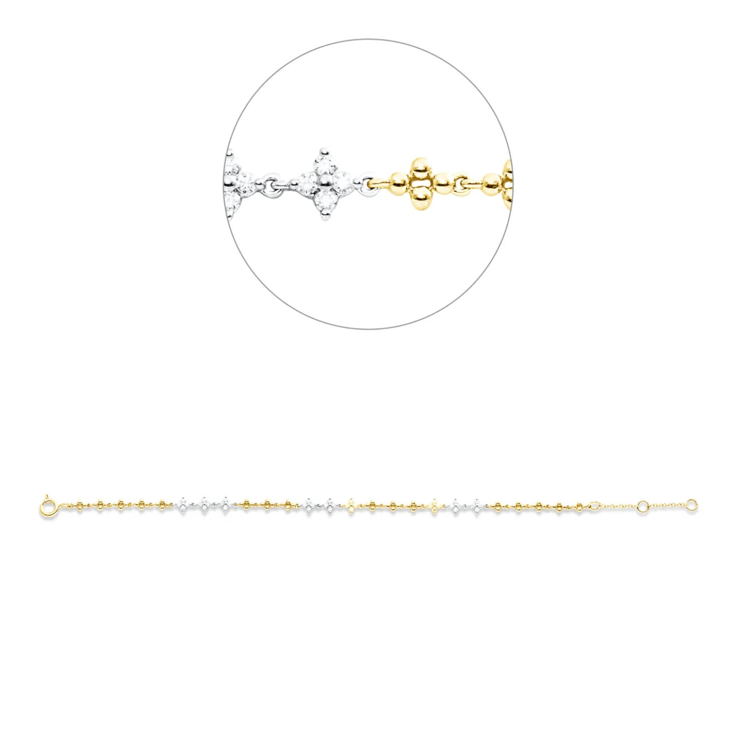 Armband aus 750 Gold gelb/weiß 36 Brillanten 0,34ct TW-PI B:4,6mm L:18cm
