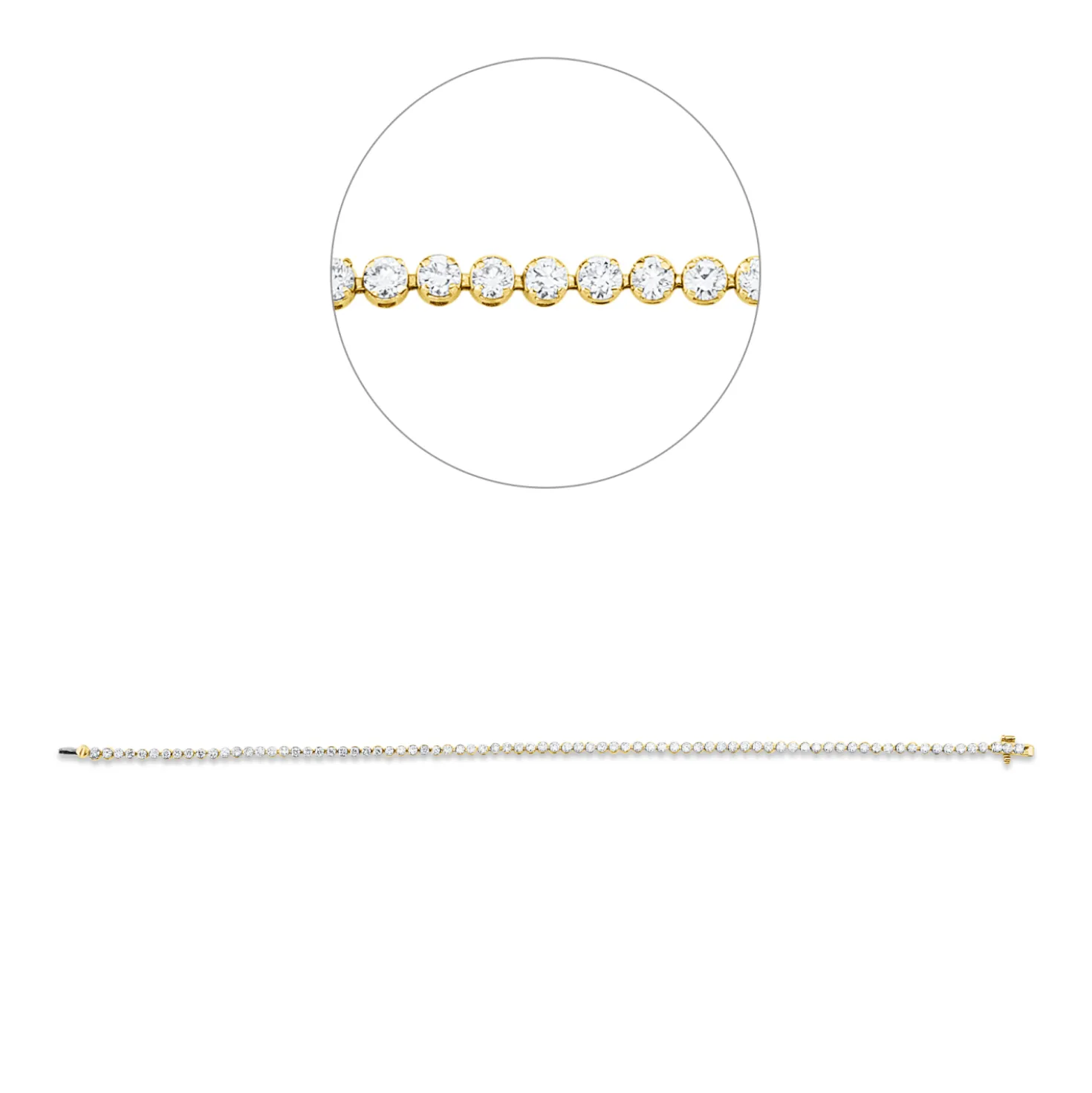 Armband aus 750 Gold gelb/weiß 79 Brillanten 1,64ct TW-SI B:2mm L:17,8cm