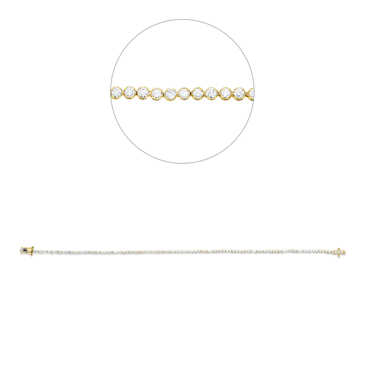 Armband aus 750 Gold gelb/weiß 100 Brillanten 0,92ct TW-SI B:1,6mm L:17,8cm