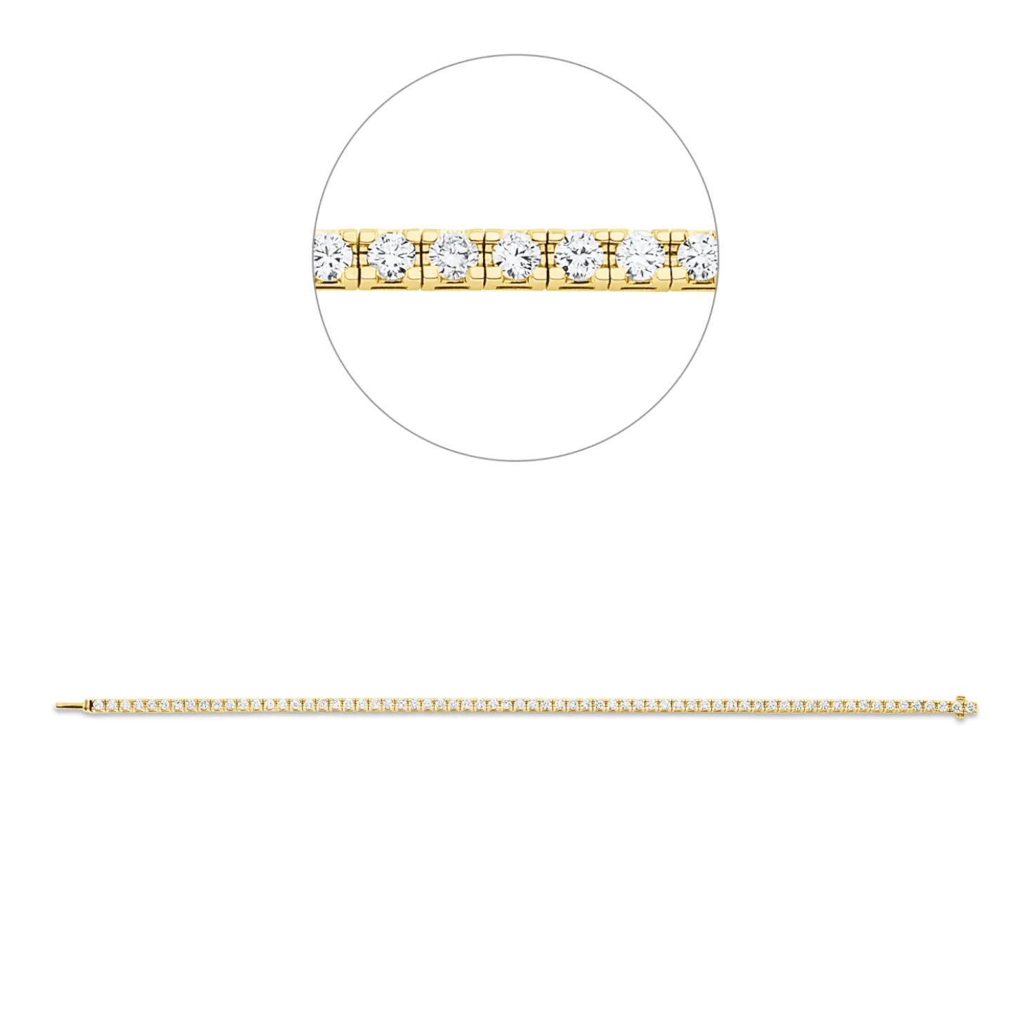 Armband aus 750 Gold gelb/weiß 67 Brillanten 2,5ct TW-SI B:2,5mm L:18cm 4er-Krappe