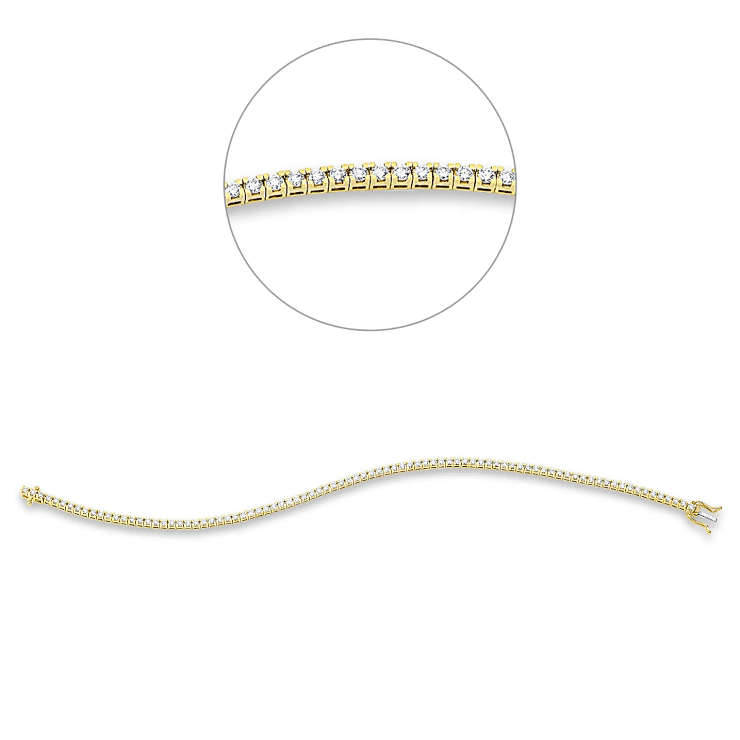 Armband aus 750 Gold gelb/weiß 87 Brillanten 1,5ct TW-SI B:1,9mm L:18cm 4er-Krappe